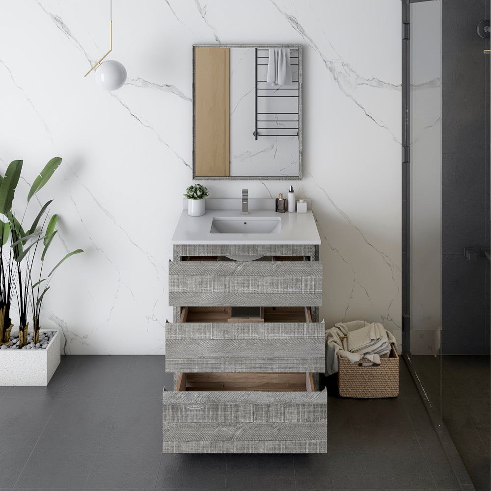 Fresca Formosa 30 Floor Standing Modern Bathroom Vanity W/ Mirror In Ash