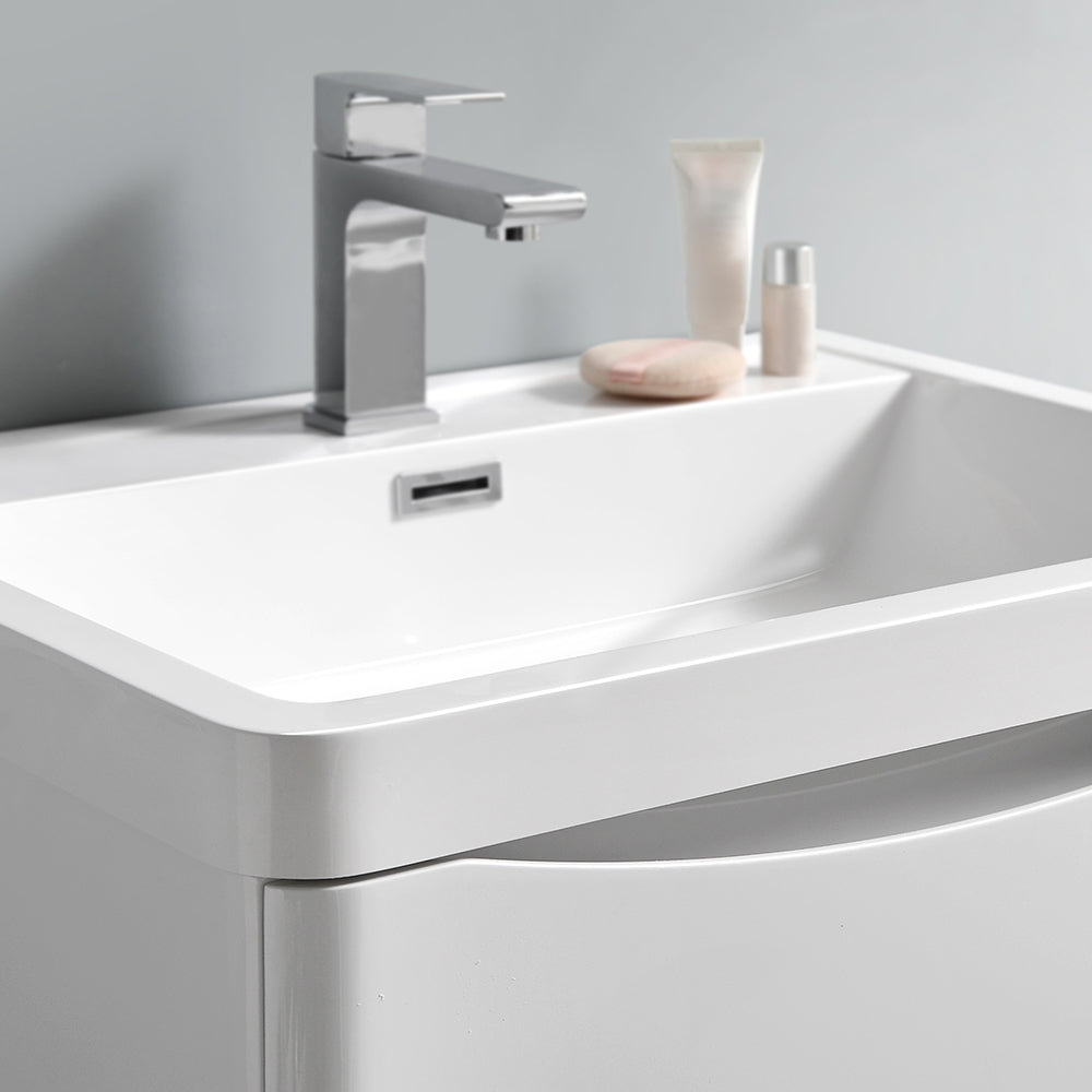 Fresca Tuscany 24 Glossy White Wall Hung Modern Bathroom Vanity W/ Medicine Cabinet