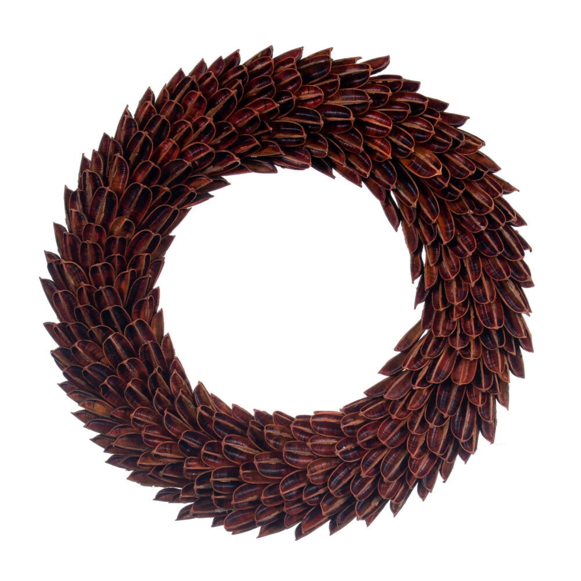 Vickerman 18” Brown Hemp Shell Wreath. Contains dried and preserved natural components