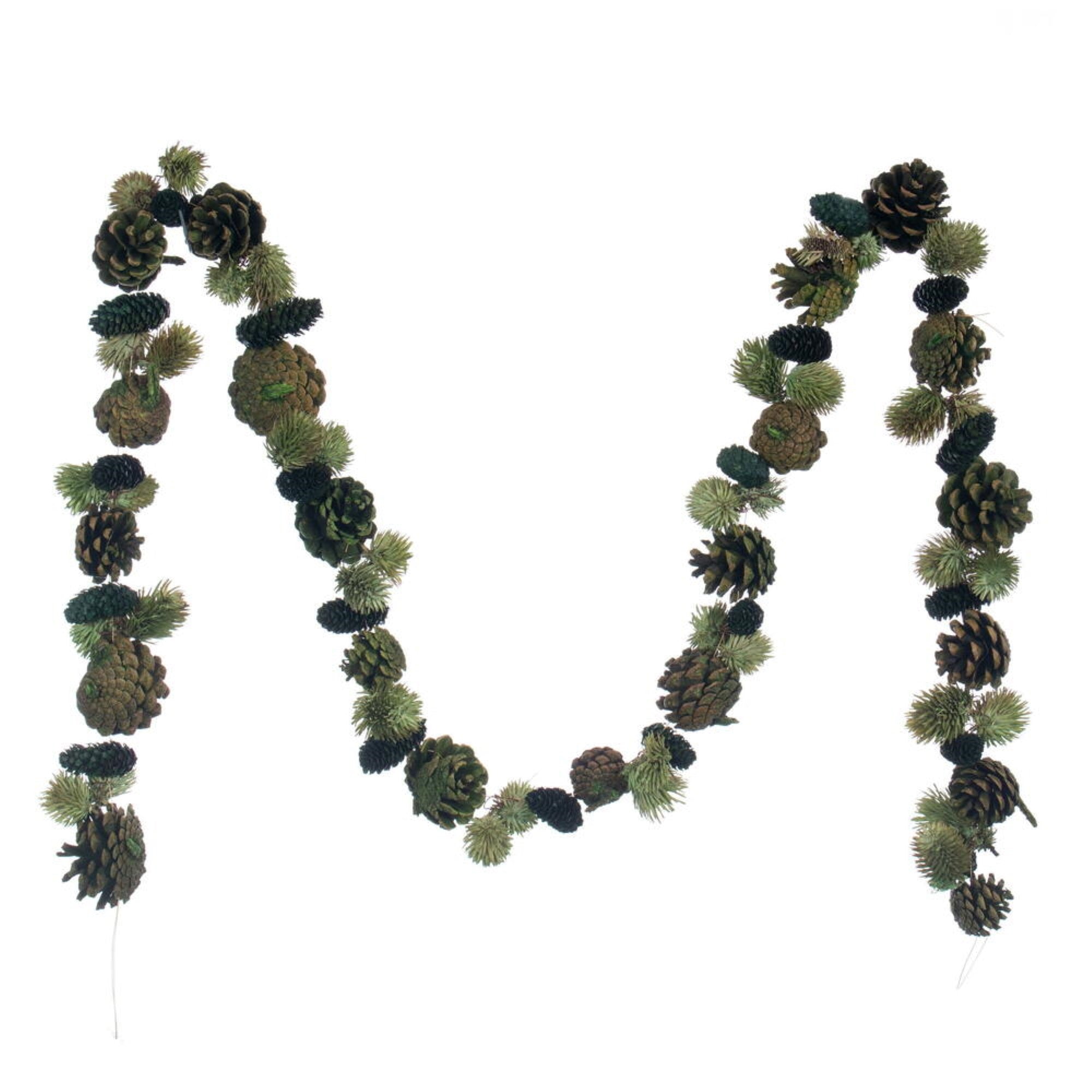 Vickerman 6' Green Mix Natural Pinecone Garland. Contains dried and preserved natural components
