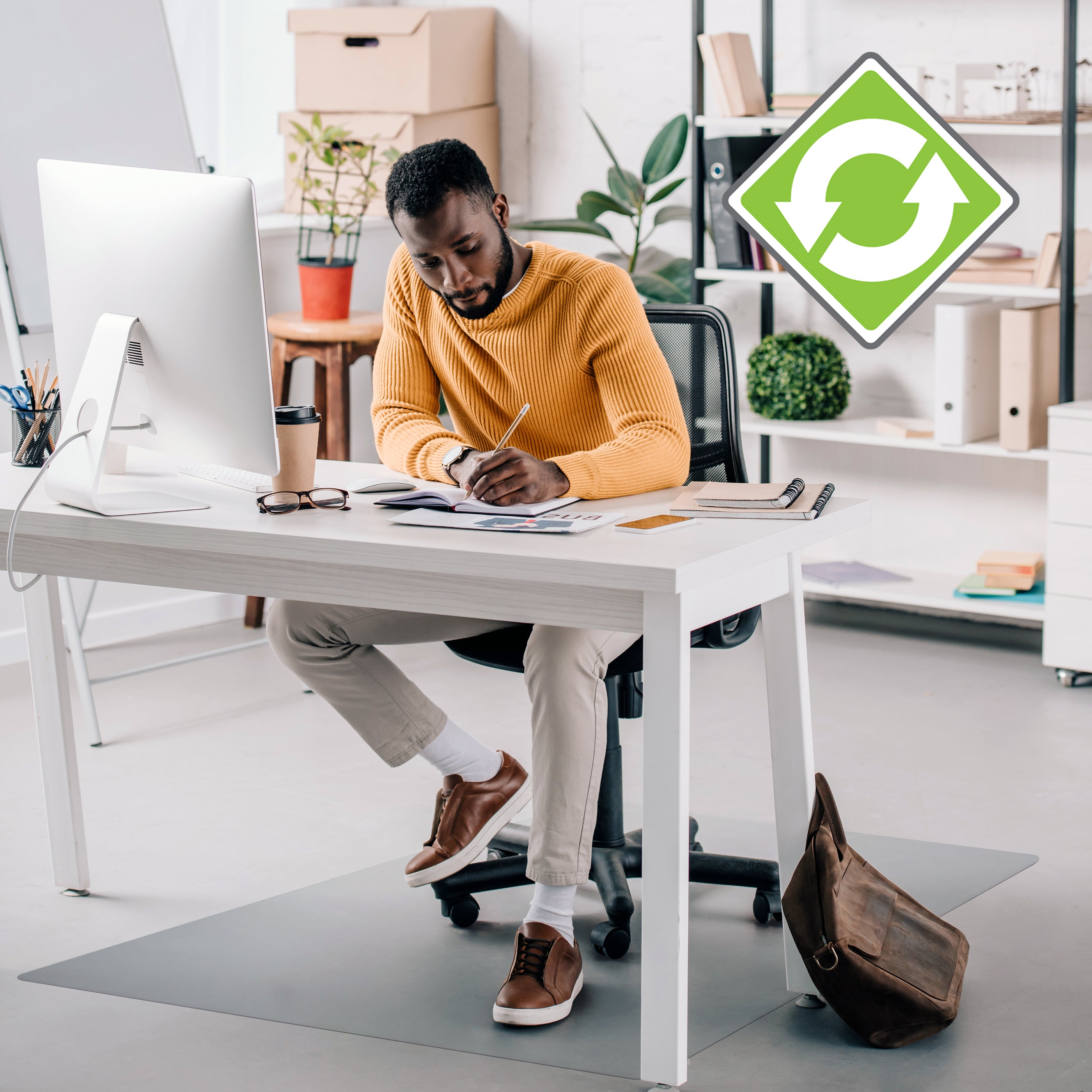 Ecotex? Recycled Rectangular Chair Mat For Hard Floors - 48 X 60