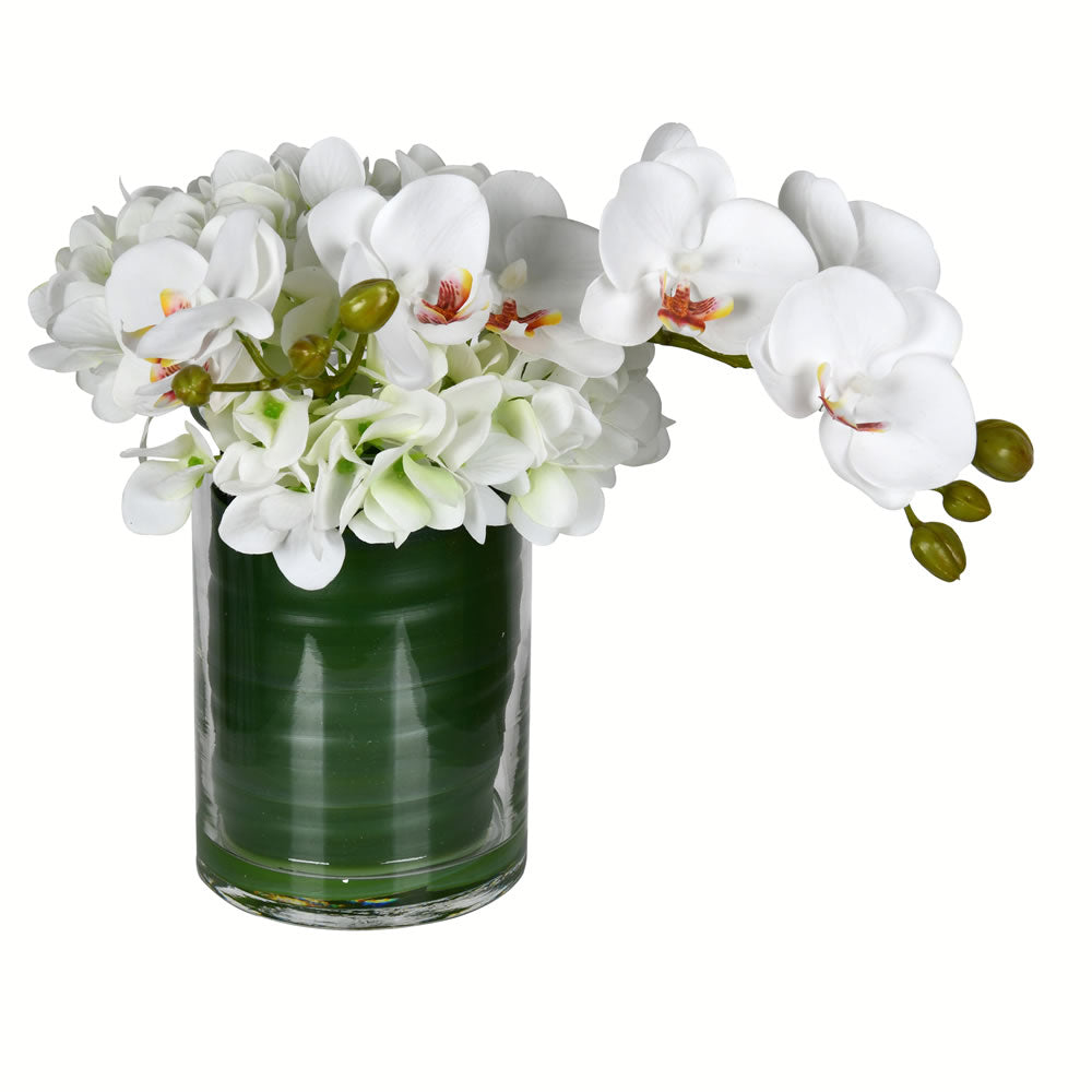 Vickerman 11” White Orchid In Glass Pot - FX190311