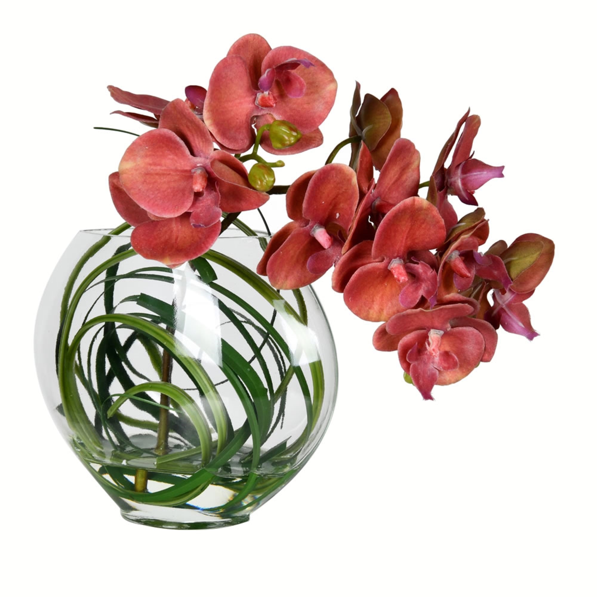 9.8” Purple Orchid In Glass Pot