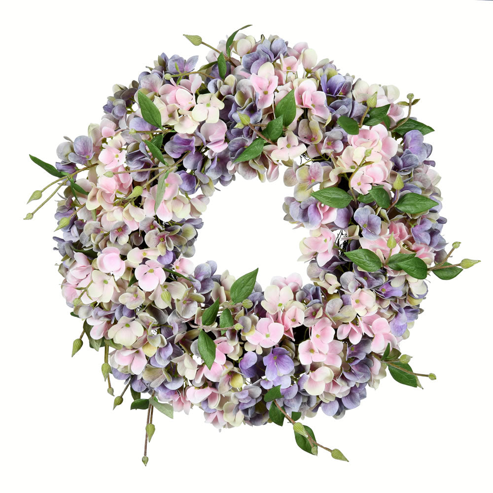 Vickerman 18” Blue Pink Hydrangea Wreath - FX190818