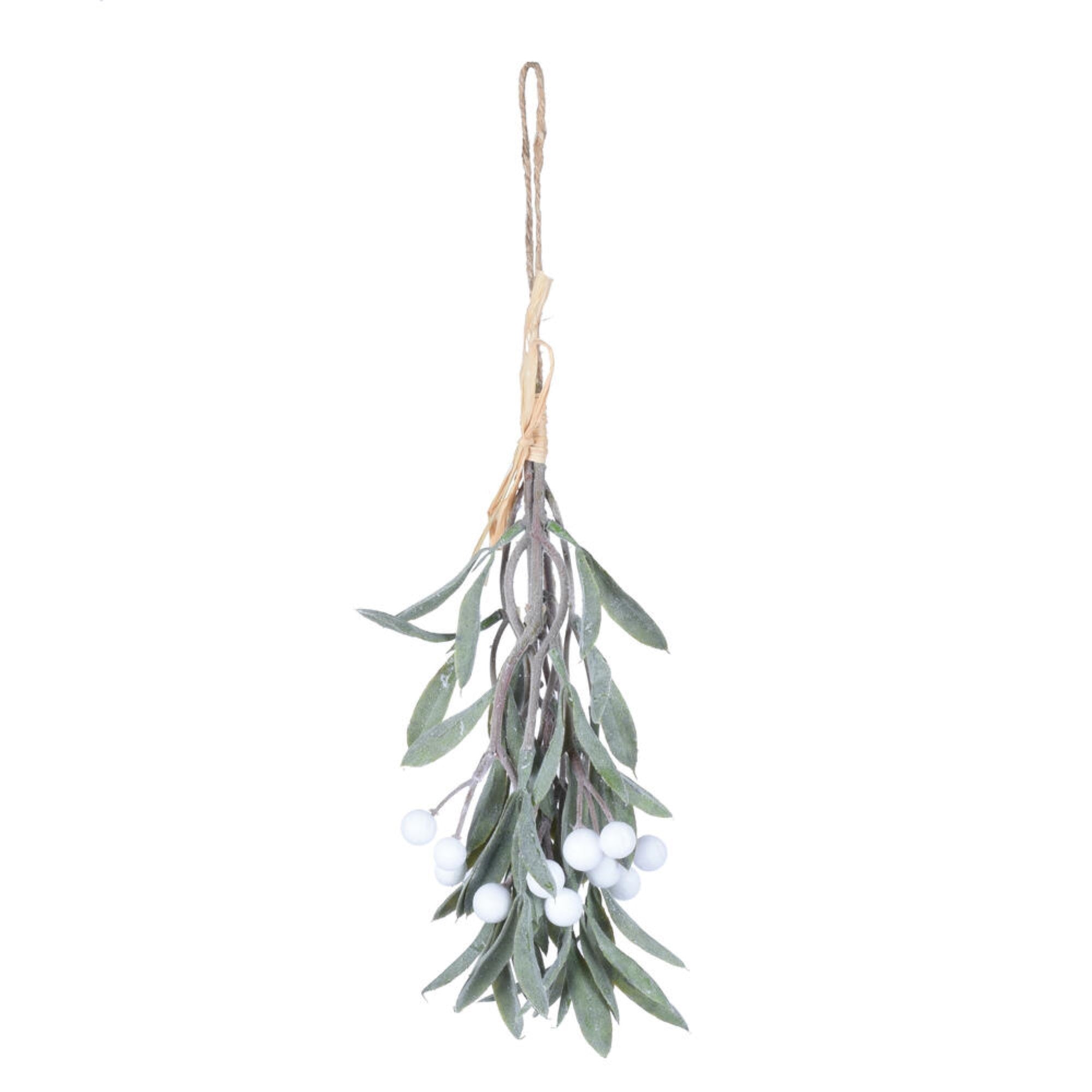 Vickerman 10.5” Green Artificial Mistletoe with White Berries 4 per bag.