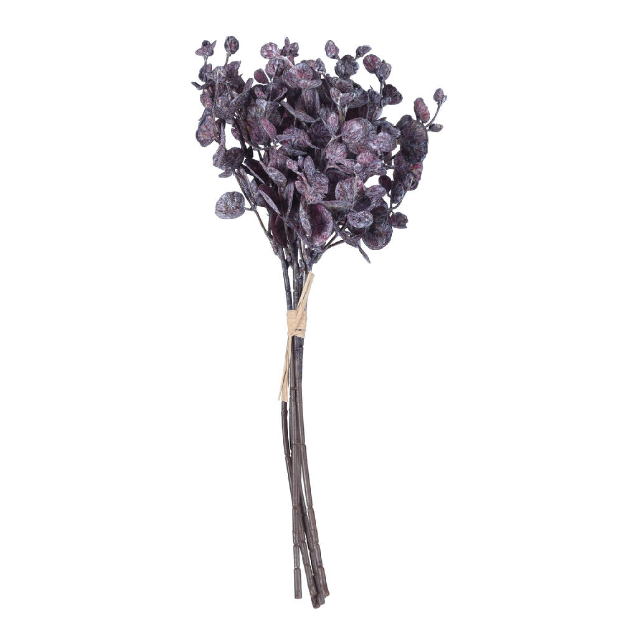 Vickerman 14” Purple Artificial Eucalyptus Bundle 3 per bag.