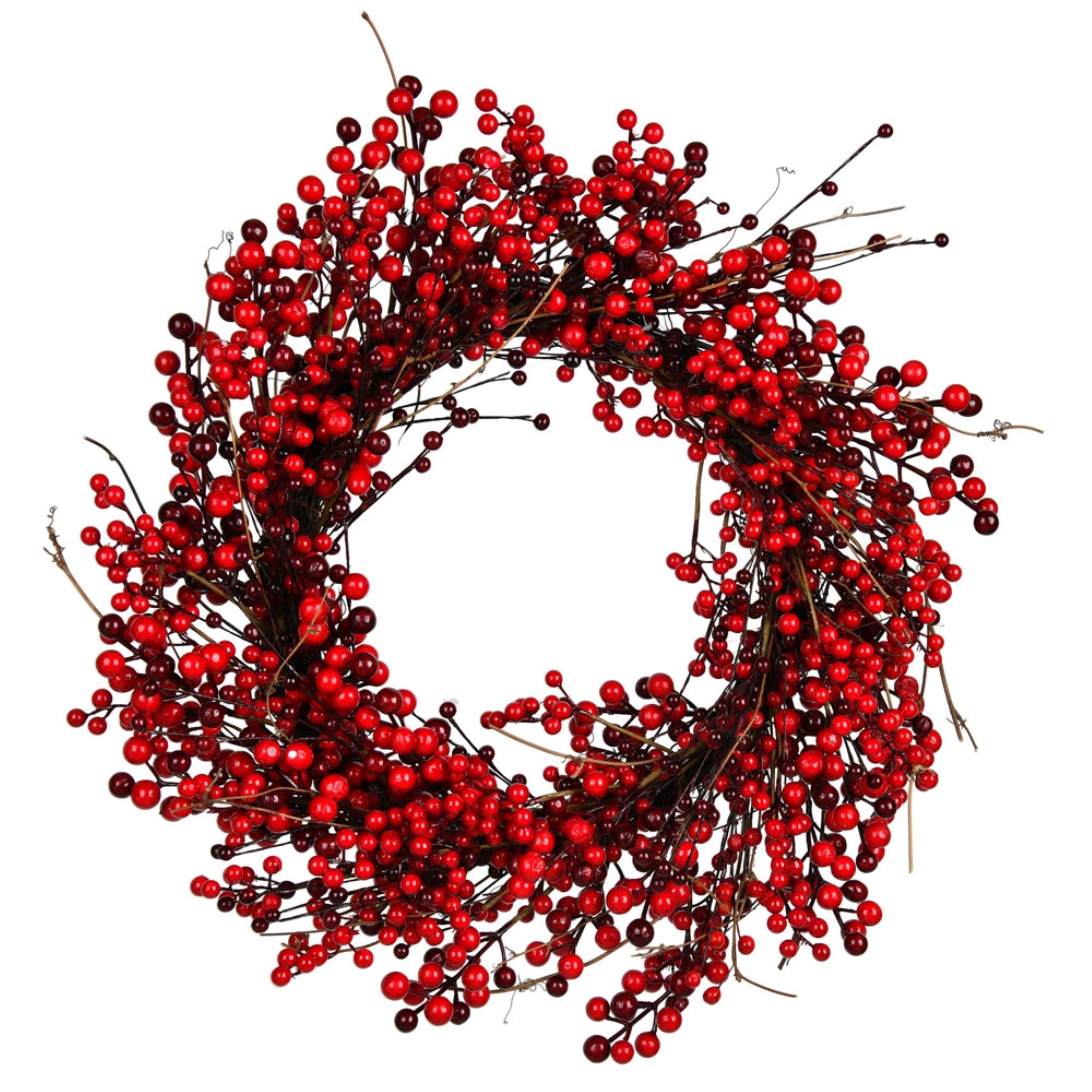 24” Red Berry Wreath Outdoor