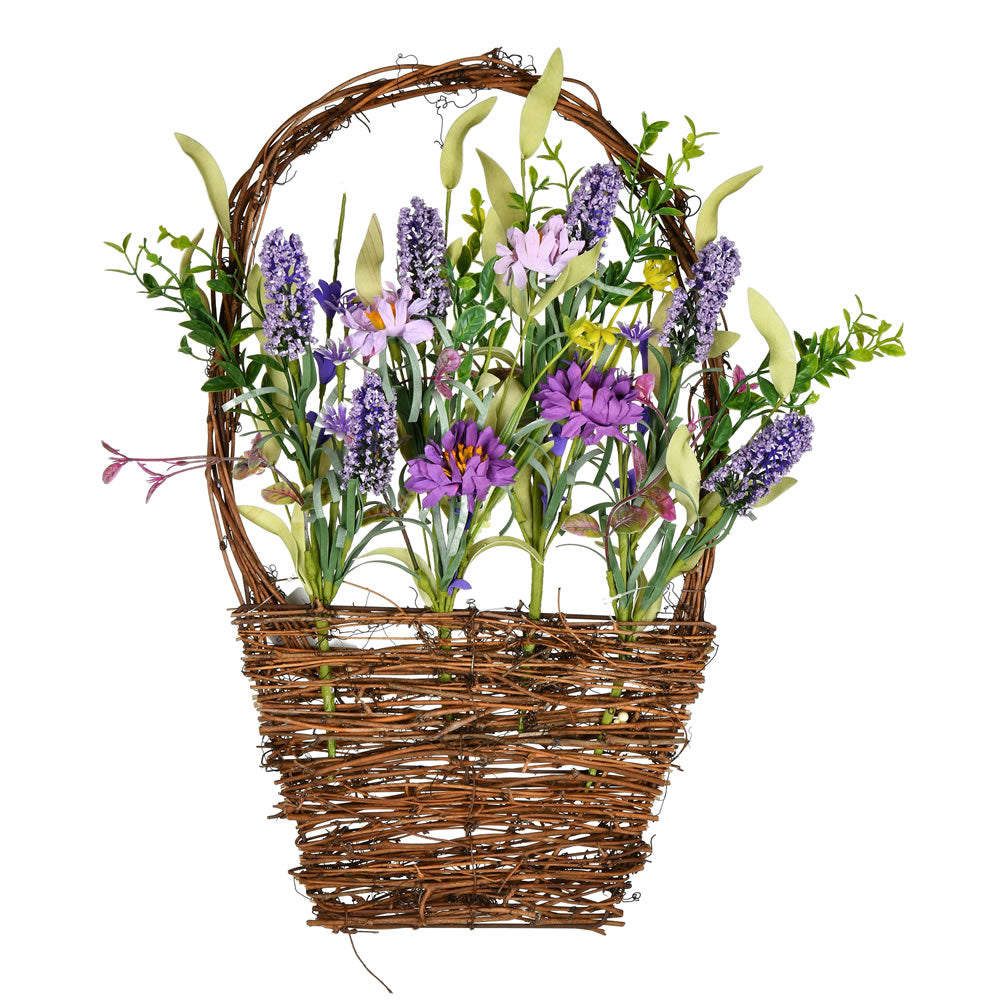 Vickerman 16”x10” Purple Lilac Wild Flower Basket - FY194016