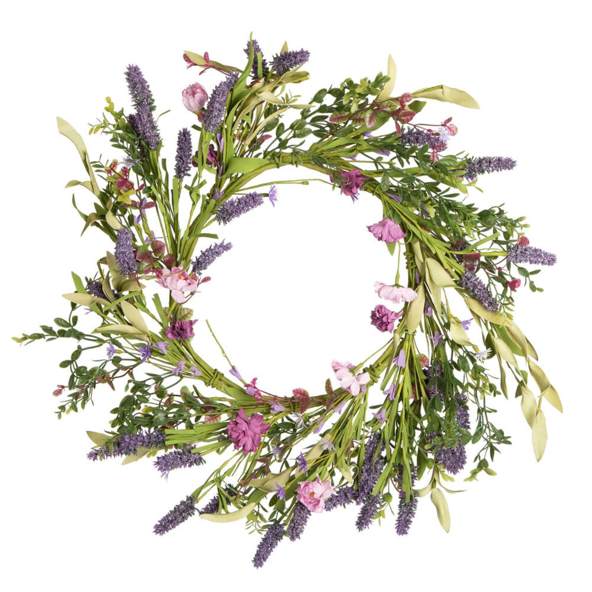 Vickerman 24″ Artificial Purple Lilac Wild Flower Wreath.