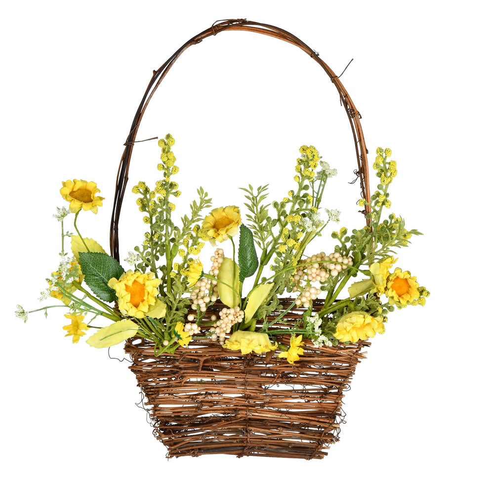 Vickerman 10” x 14” Yellow Sunflower Basket - FY195010