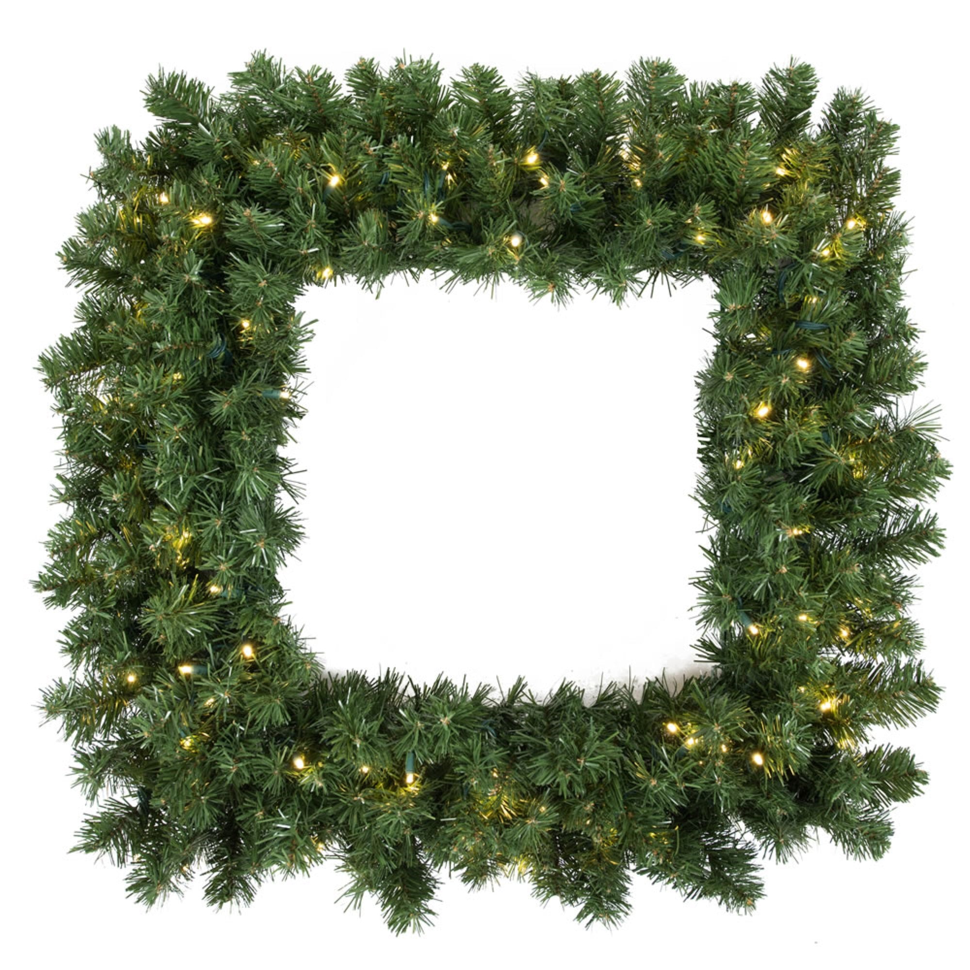 48” Grand Teton Sq Wreath 200WmWht LED