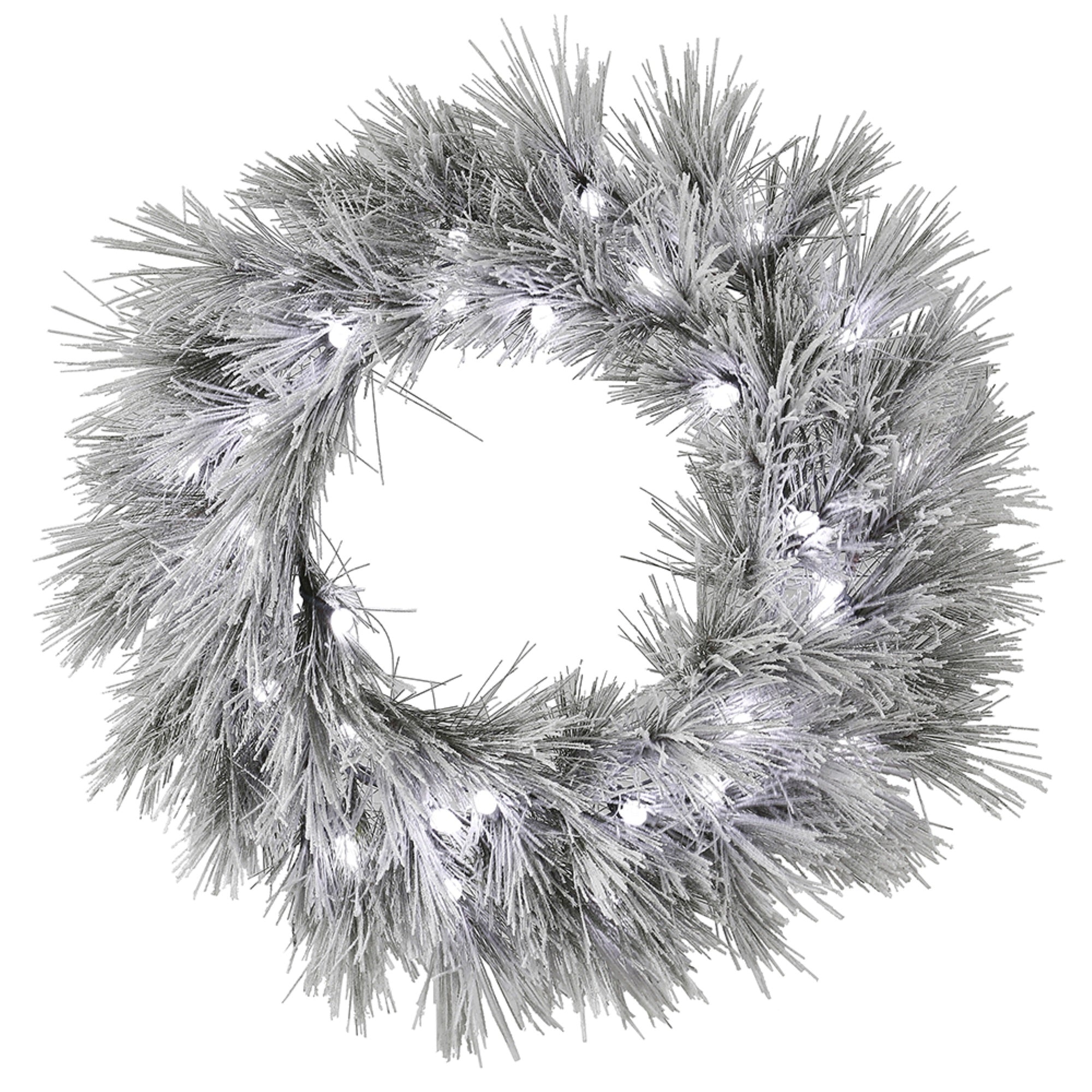36” Flkd Alder Pine Wreath C7 30Wht LED