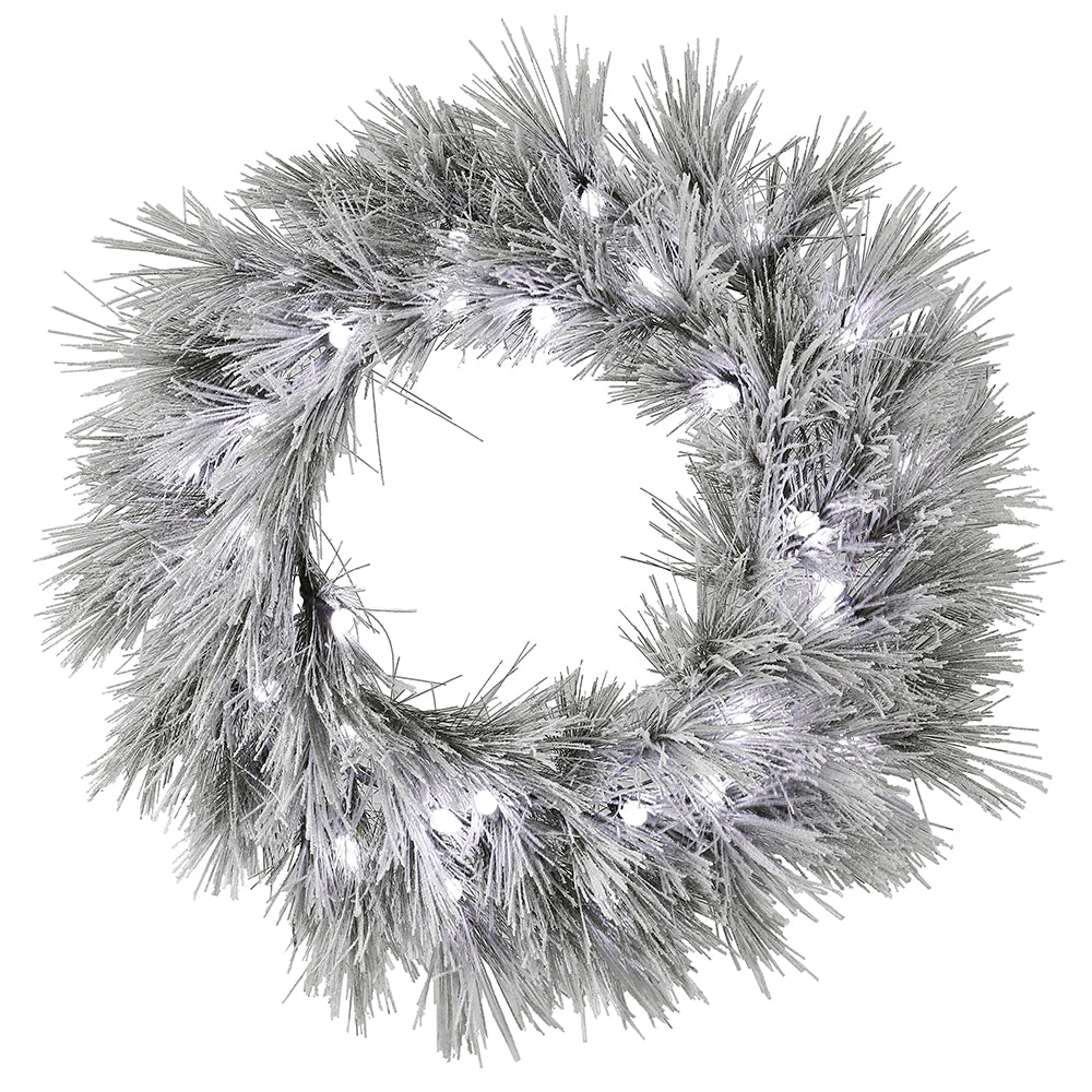 Vickerman 60” Flkd Alder Pine Wreath C7 120Wht LED - G186661LED