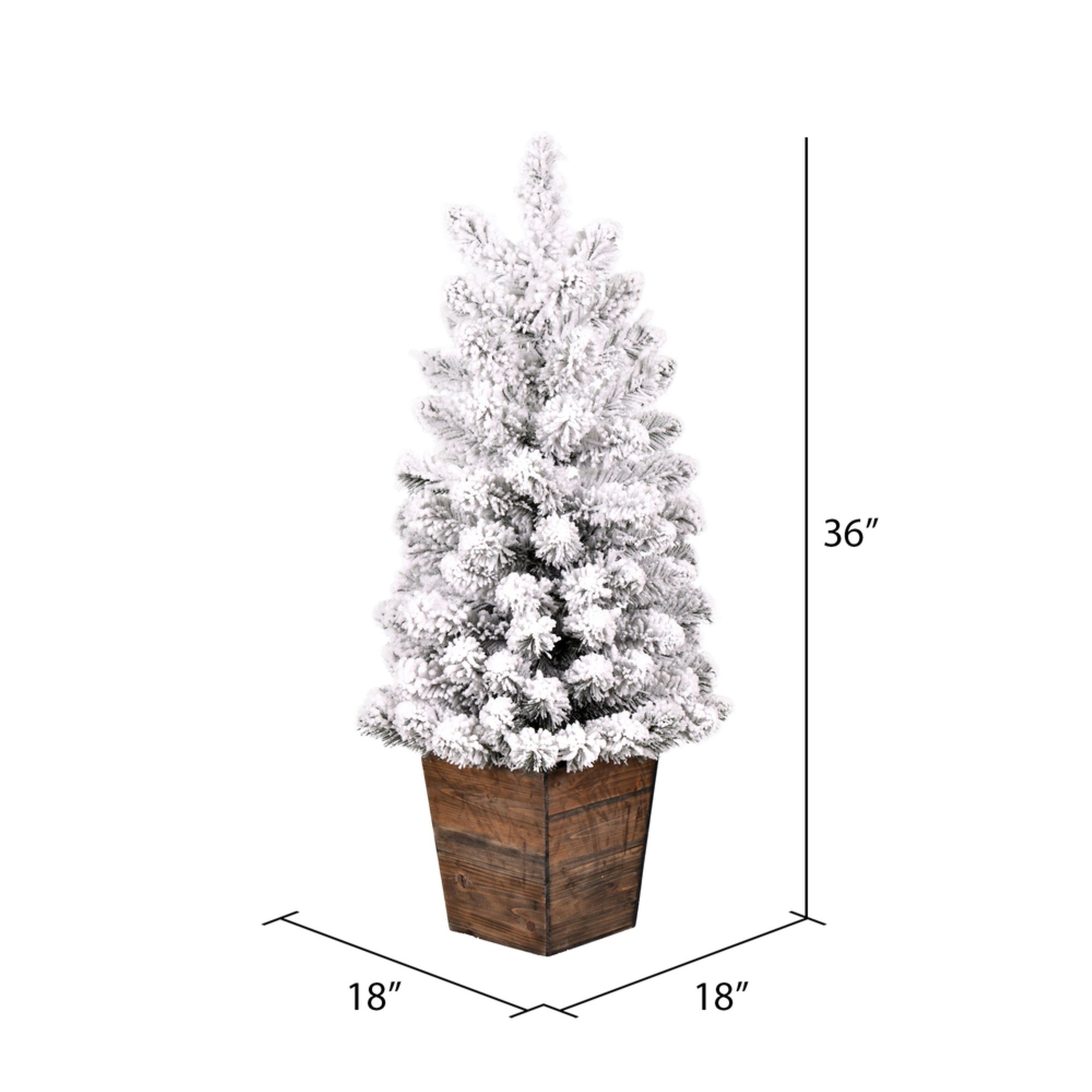 Vickerman 3' x 18” Flocked Gifford Slim Potted Pine Artificial Christmas Tree Unlit
