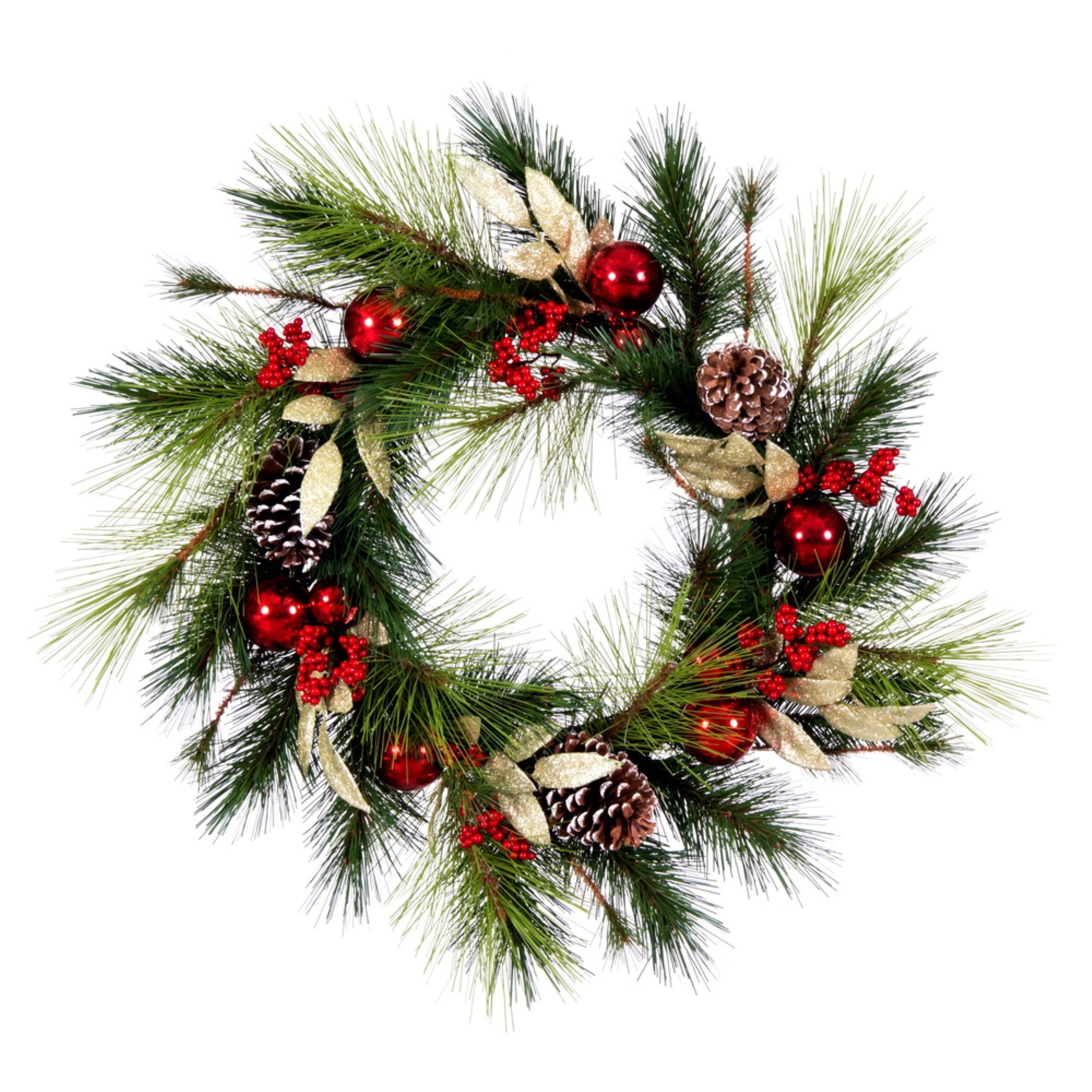 24” Wreath Red/Gold Decor 36T