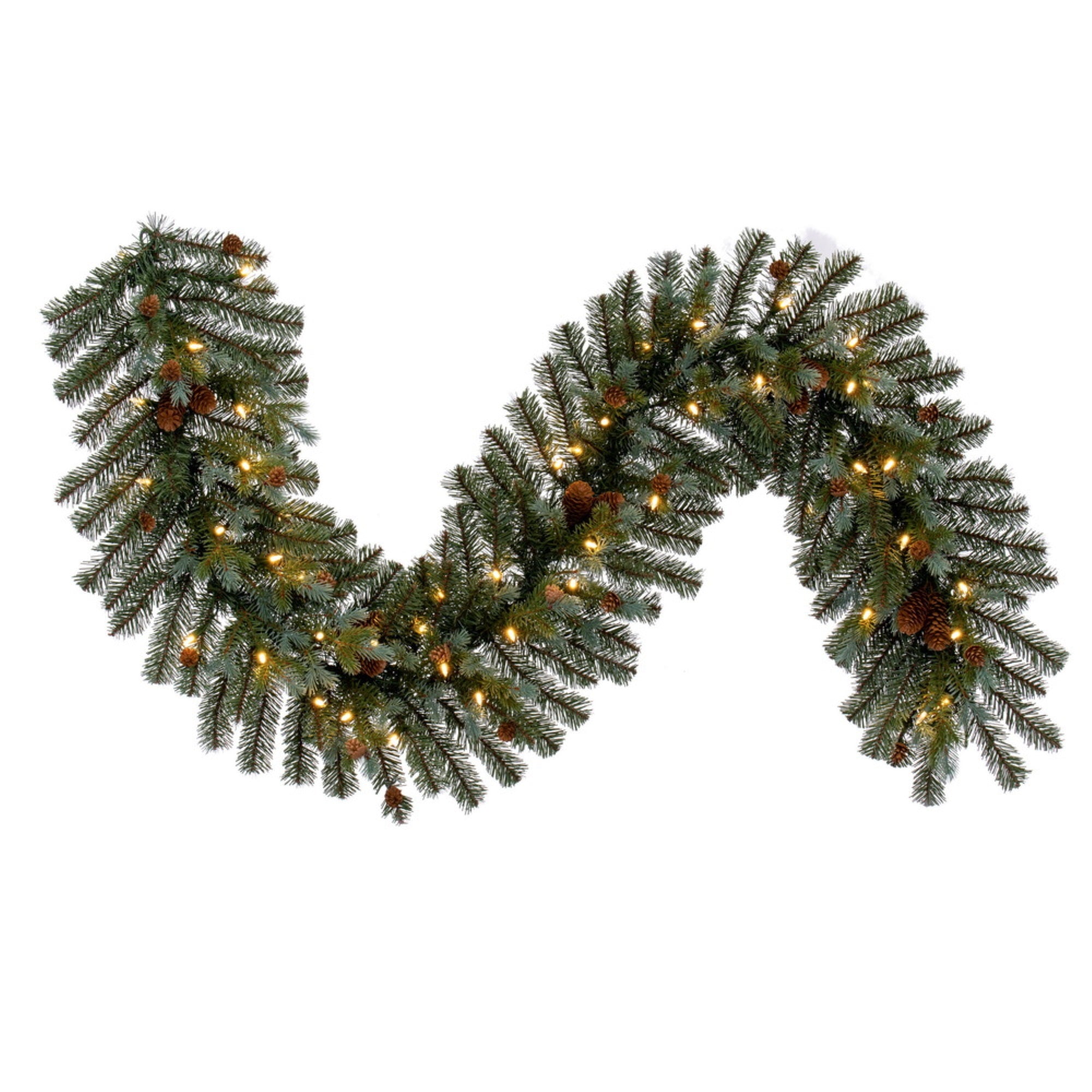 Vickerman 6' x 14” Blue Spruce Pine Cone Artificial Pre-Lit , Warm White Lights.