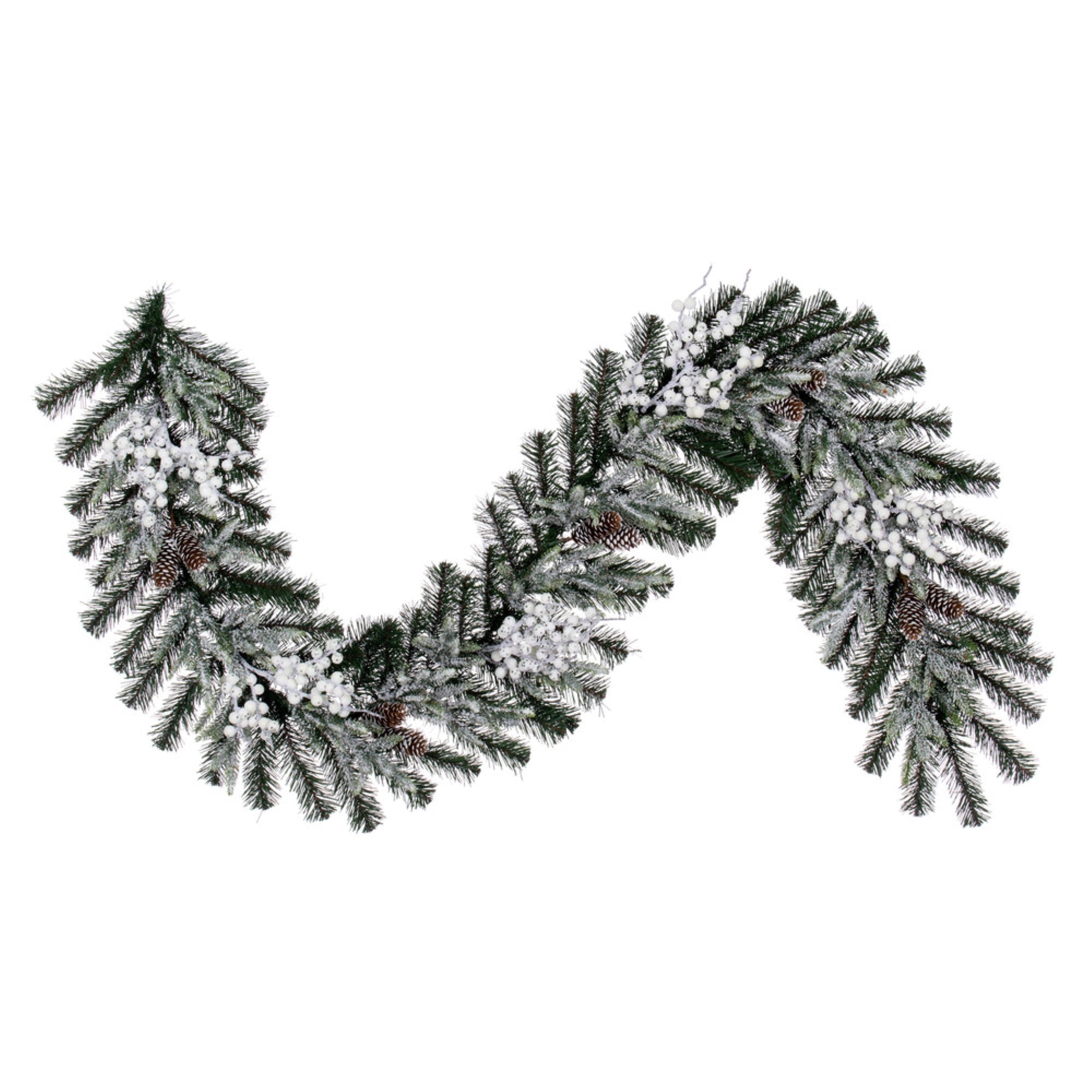 Vickerman 6' x 14” Frosted Berry Mixed Pine Cone Artificial Unlit .