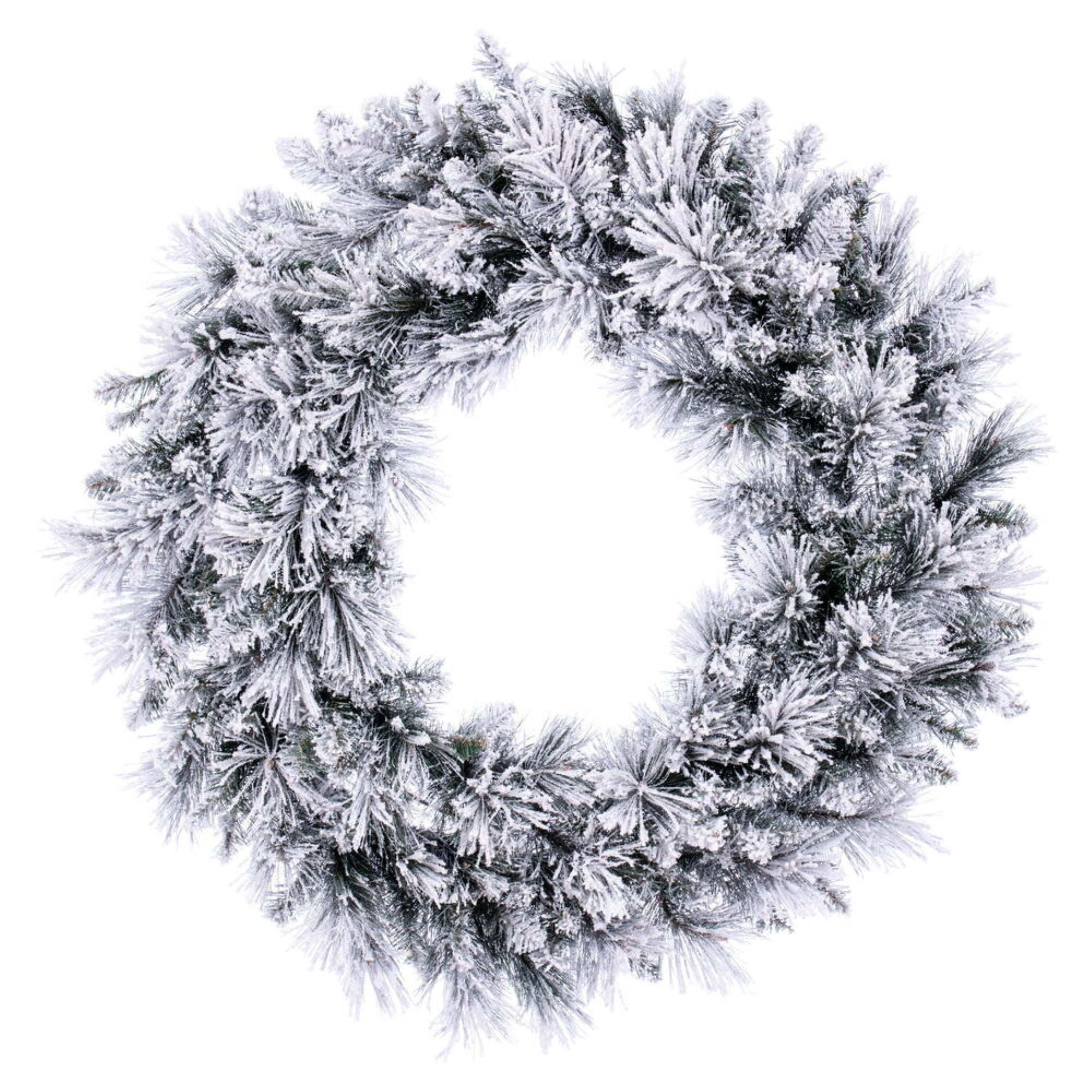 Vickerman 36” Flocked Jackson Pine Artificial Unlit Wreath with 195 Realistic Hardneedle/PVC Tips