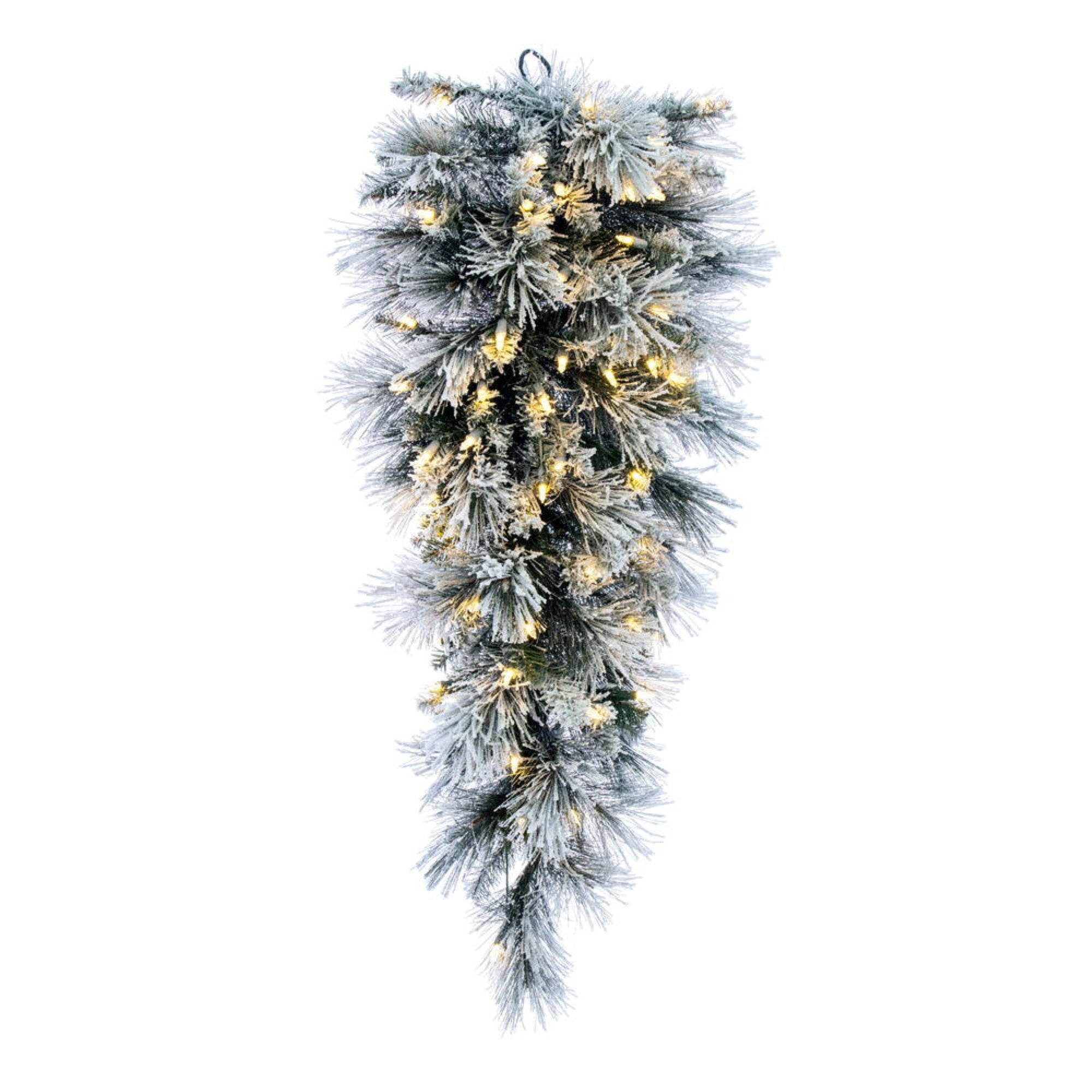 Vickerman 36” Flocked Jackson Pine Artificial Pre-Lit TearDrop with 100 Warm White Lights and 100 PVC Tips