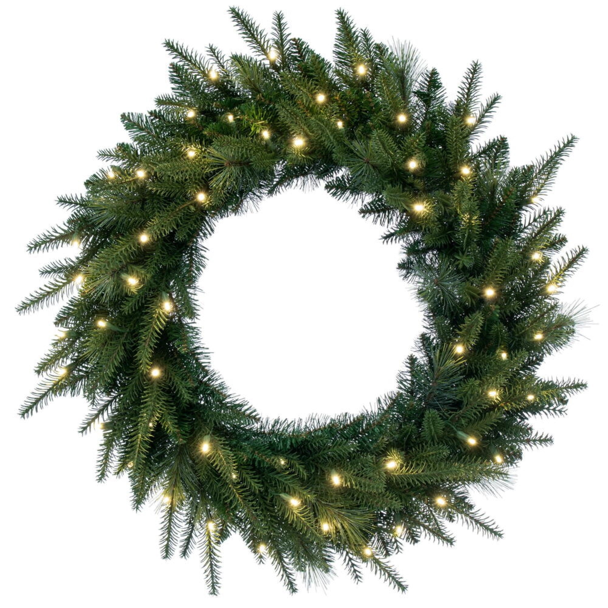 Vickerman 30” Berkley Mixed Pine Artificial Wreath with 50 Dura-Lit Warm White LED Mini Lights and 426 PE/PVC/Hardneedle Tips