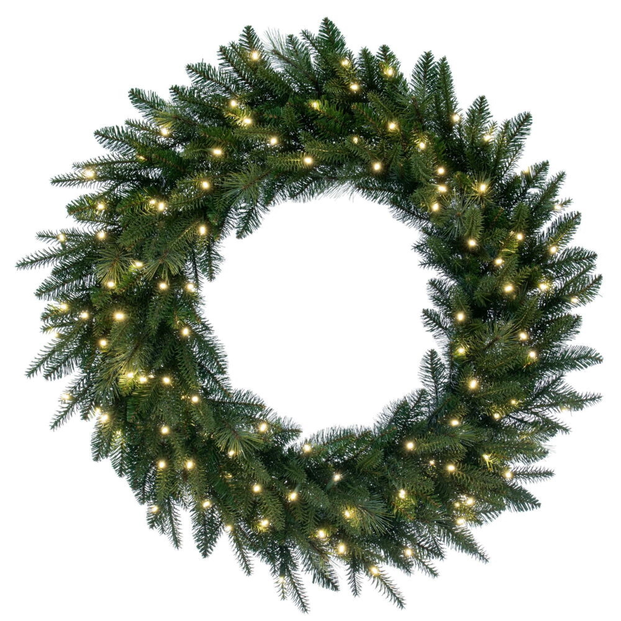 Vickerman 36” Berkley Mixed Pine Artificial Wreath with 100 Dura-Lit Warm White LED Mini Lights and 530 PE/PVC/Hardneedle Tips