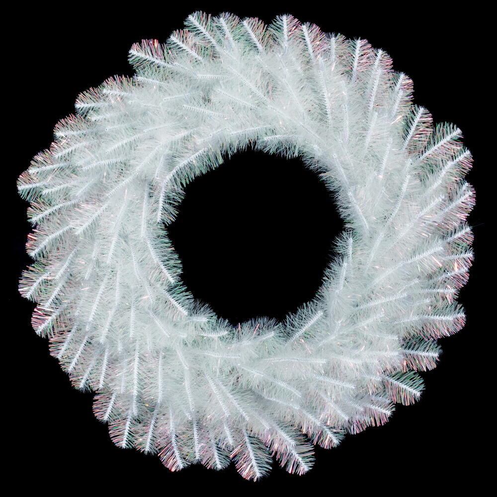 36” White Iridescent Wreath 250T