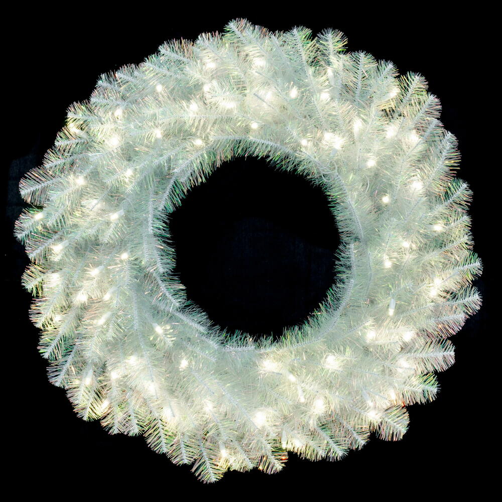 36” White Iridescent Wreath WA 100WW