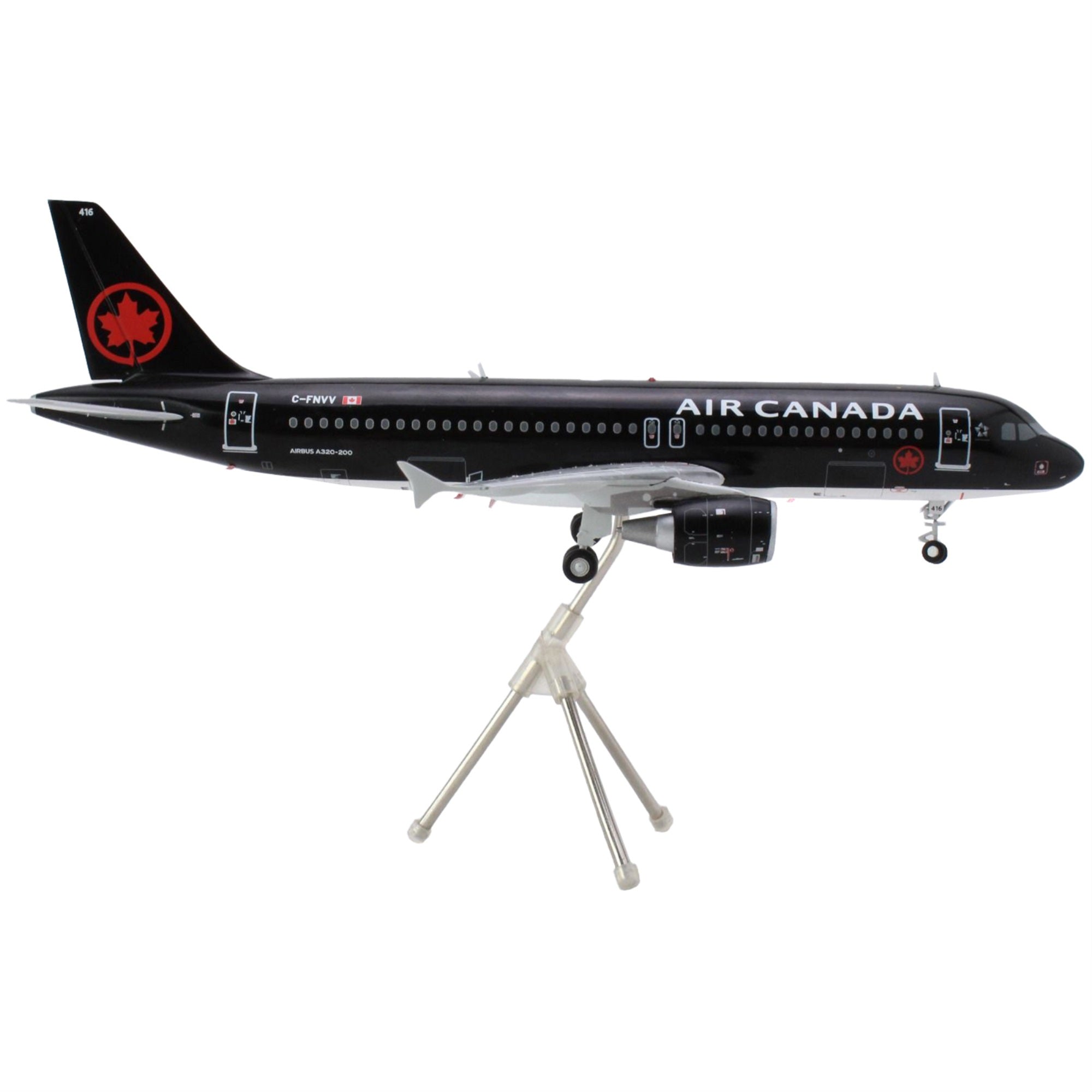 Airbus A320 Commercial Aircraft 'Air Canada' (C-Fnvv) Black 'Gemini 200' Series 1/200 Diecast Model Airplane By Geminijets