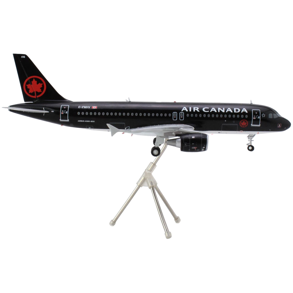 Airbus A320 Commercial Aircraft 'Air Canada' (C-Fnvv) Black 'Gemini 200' Series 1/200 Diecast Model Airplane By Geminijets