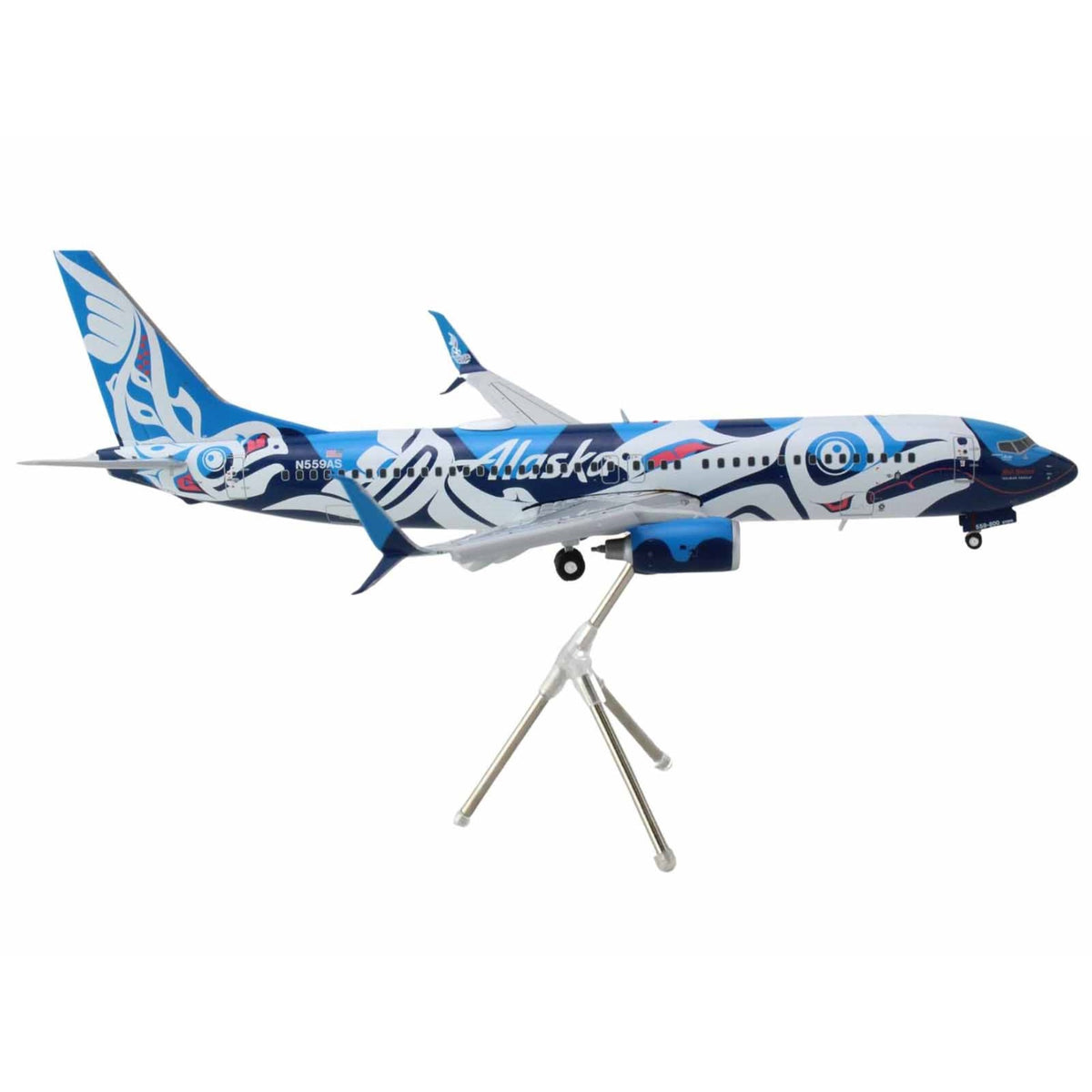Boeing 737-800 Commercial Aircraft With Flaps Down 'Alaska Airlines' (N559As) Salmon People Livery 'Gemini 200' Series 1/200 Diecast Model Airplane By Geminijets