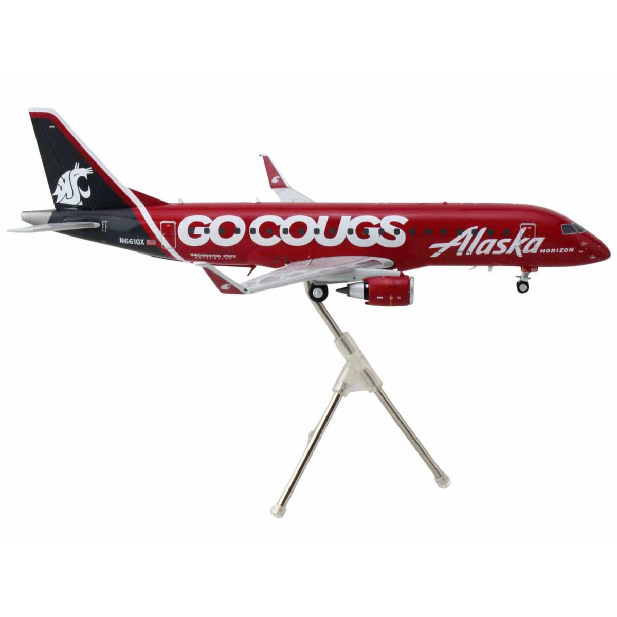 Embraer Erj-175 Commercial Aircraft 'Alaska Airlines/Horizon - Washington State Cougars' (N661Qx) Red With Gray Tail 'Gemini 200' Series 1/200 Diecast Model Airplane By Geminijets