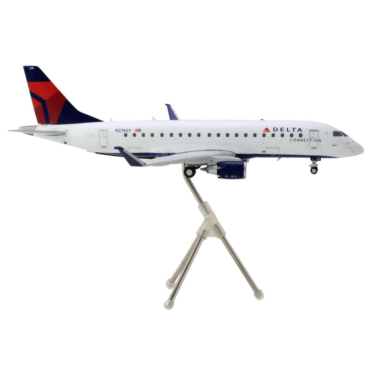 Embraer Erj-175 Commercial Aircraft ' Connection' White With Blue And Red Tail 'Gemini 200' Series 1/200 Diecast Model Airplane By Geminijets