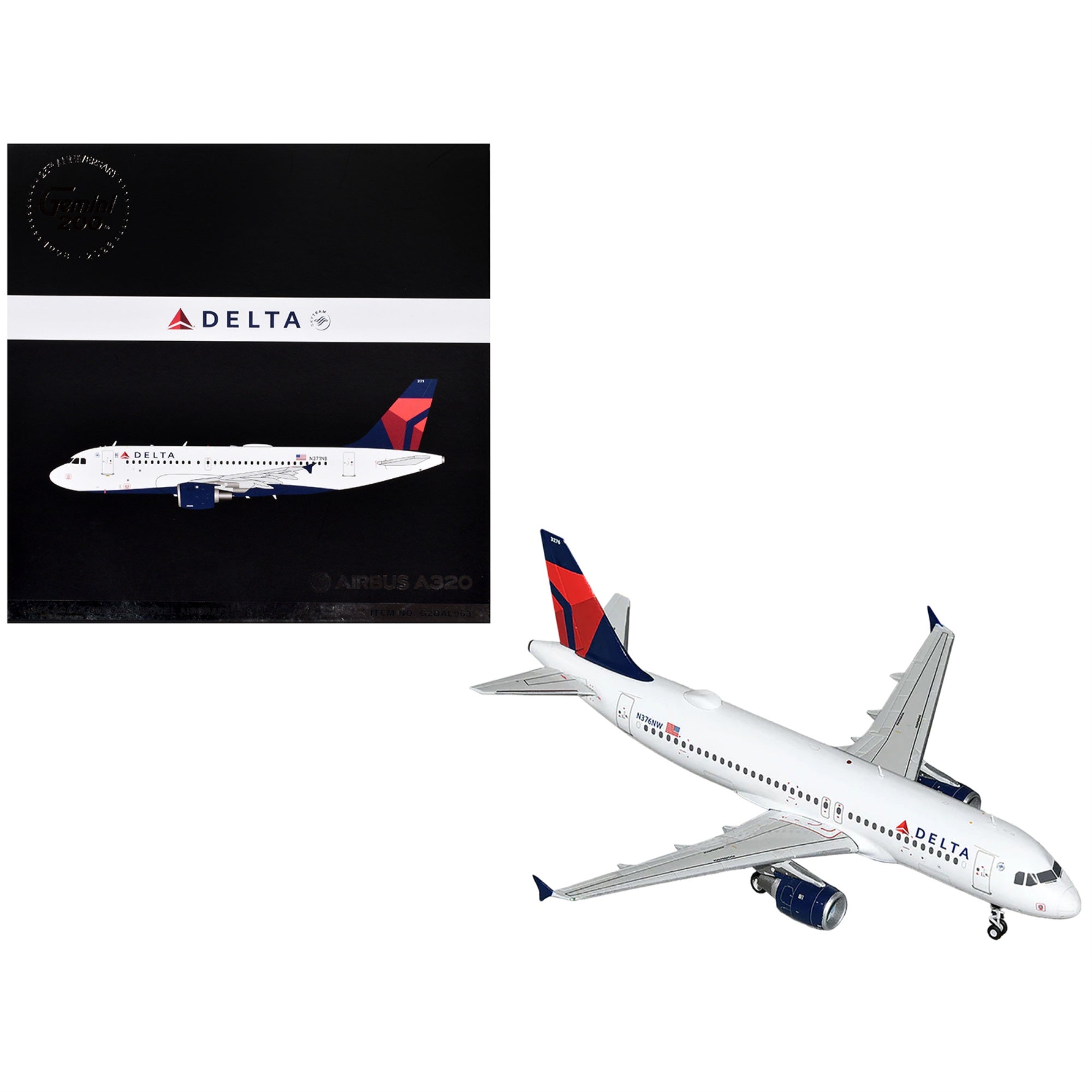 Airbus A320 Commercial Aircraft ' Air Lines' (N376Nw) White With Red And Blue Tail 'Gemini 200' Series 1/200 Diecast Model Airplane By Geminijets