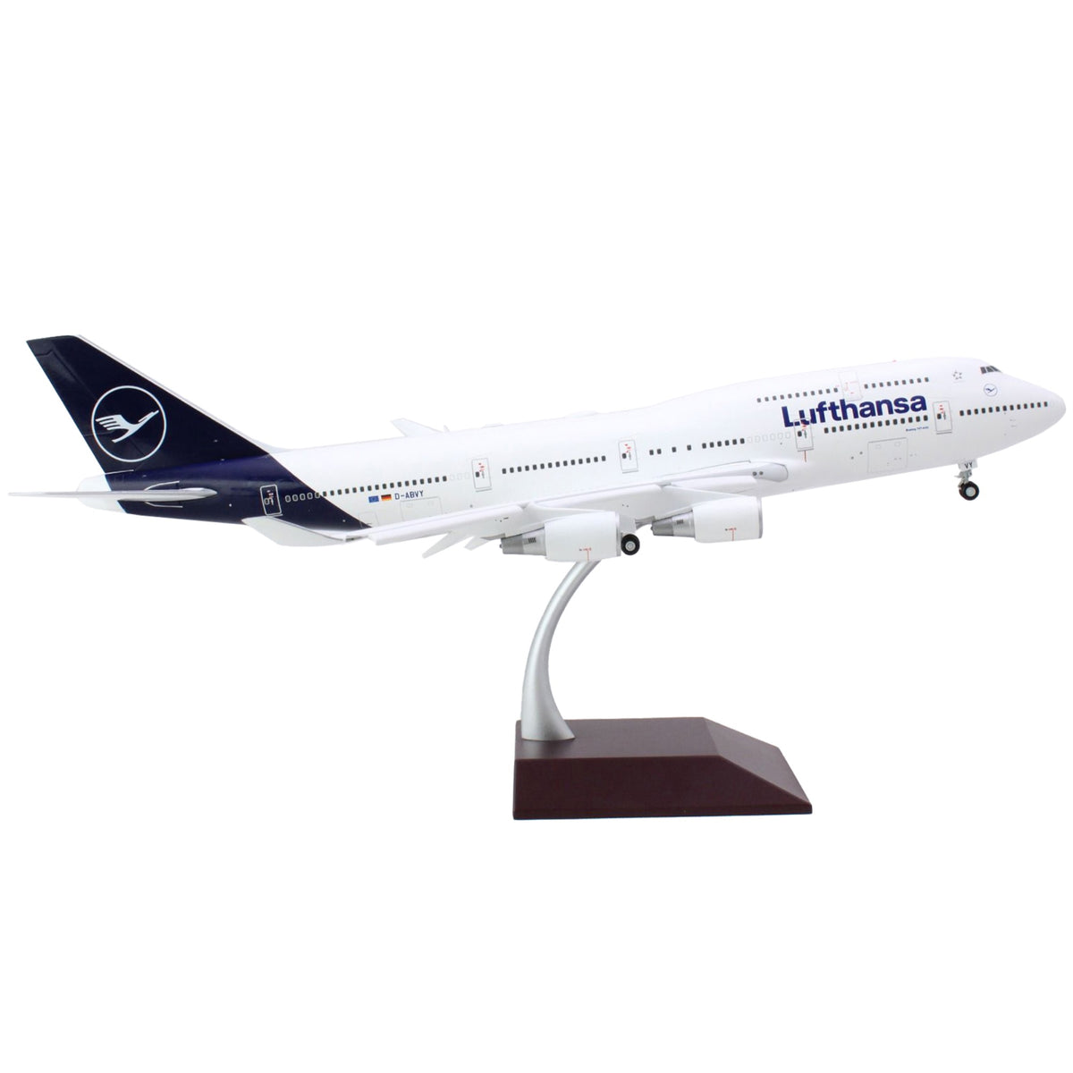 Boeing 747-400 Commercial Aircraft With Flaps Down 'Lufthansa' (D-Abvy) White With Dark Blue Tail 'Gemini 200' Series 1/200 Diecast Model Airplane By Geminijets