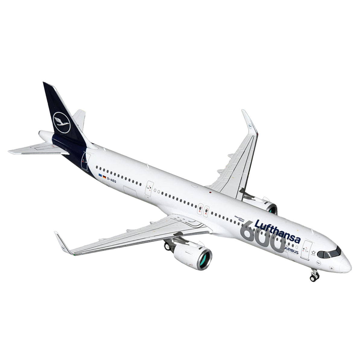 Airbus A321Neo Commercial Aircraft 'Lufthansa - 600Th Airbus Aircraft' (D-Aieq) White With Dark Blue Tail 'Gemini 200' Series 1/200 Diecast Model Airplane By Geminijets