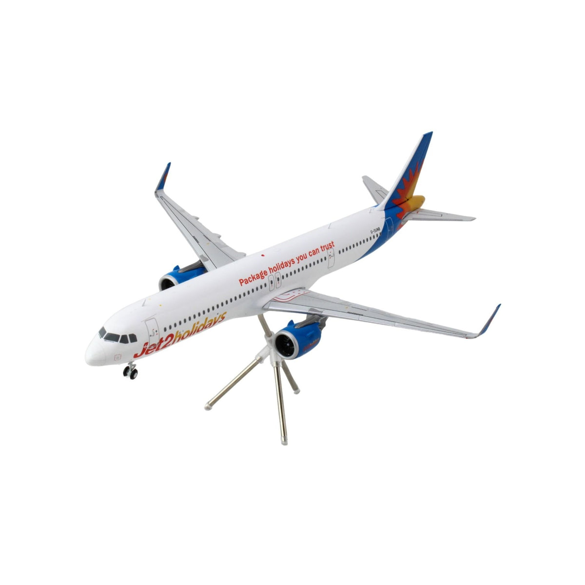 Airbus A321Neo Commercial Aircraft 'Jet2Holidays' (G-Sunb) White With Tail Graphics 'Gemini 200' Series 1/200 Diecast Model Airplane By Geminijets