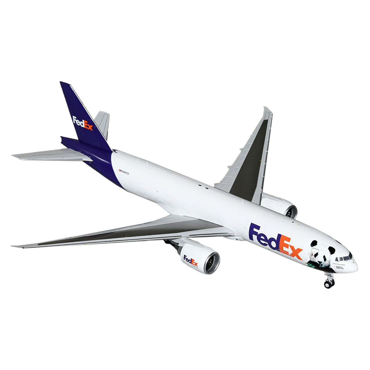 Boeing 777-200Lr Commercial Aircraft 'Fedex - Panda Livery' (N886Fd) White With Purple Tail 'Gemini 200' Series 1/200 Diecast Model Airplane By Geminijets