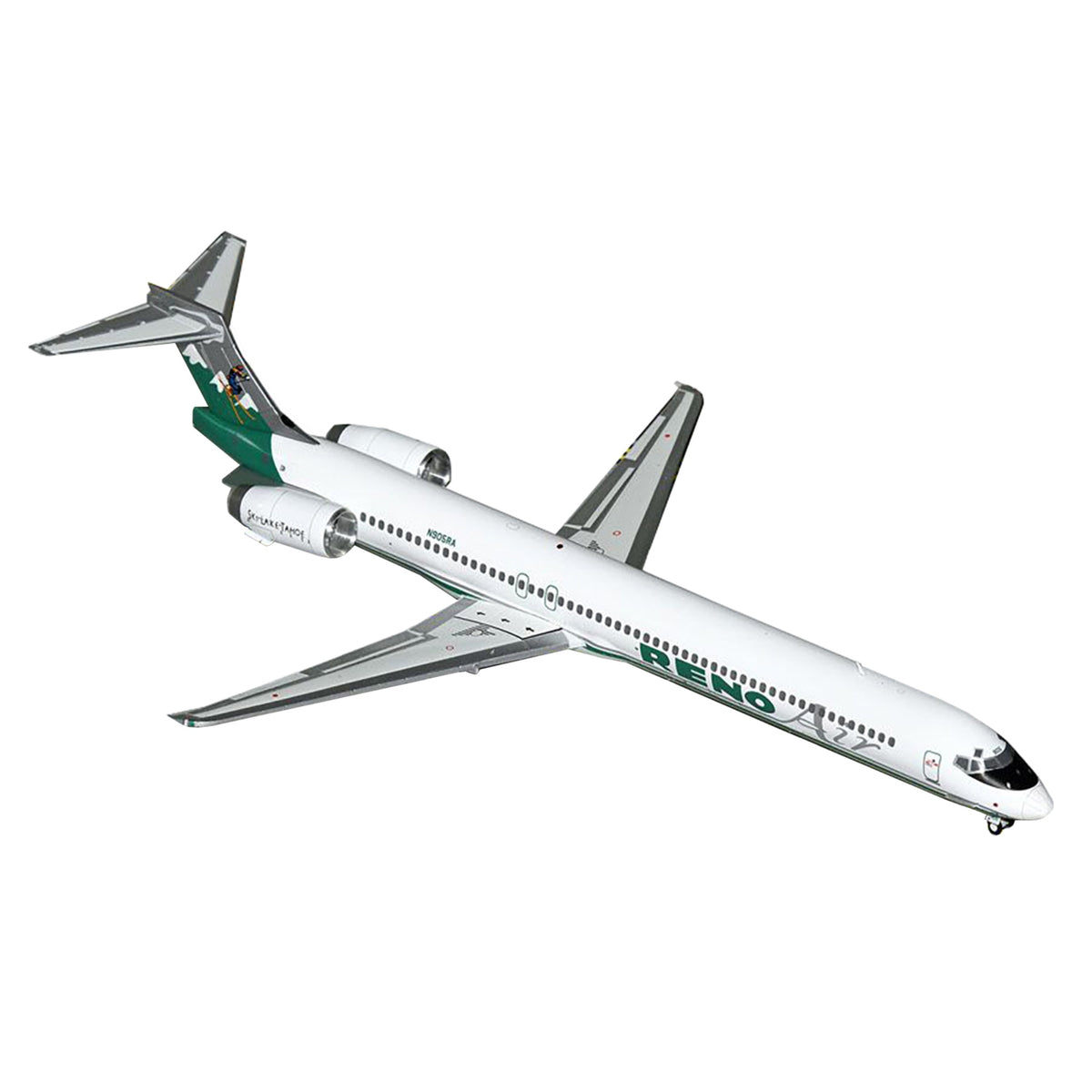 Mcdonnell Douglas Md-90 Commercial Aircraft 'Reno Air' (N905Ra) White With Green Tail 'Gemini 200' Series 1/200 Diecast Model Airplane By Geminijets