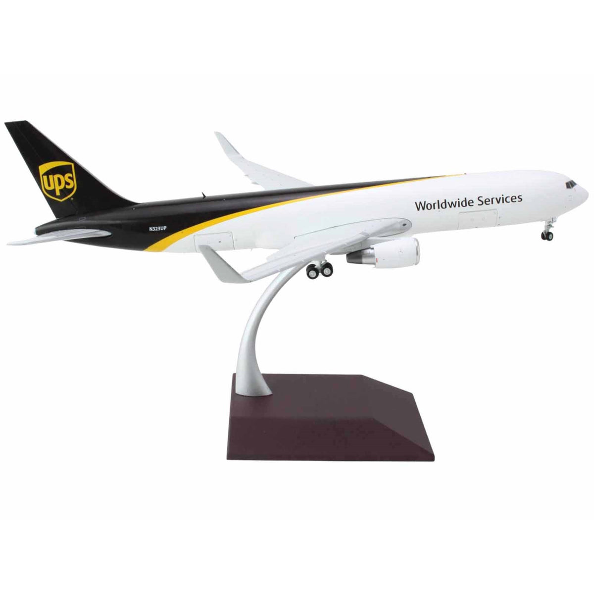 Boeing 767-300F Commercial Aircraft 'Ups Worldwide Services' (N323Up) White With Brown Tail 'Gemini 200 - Interactive Series' 1/200 Diecast Model Airplane By Geminijets