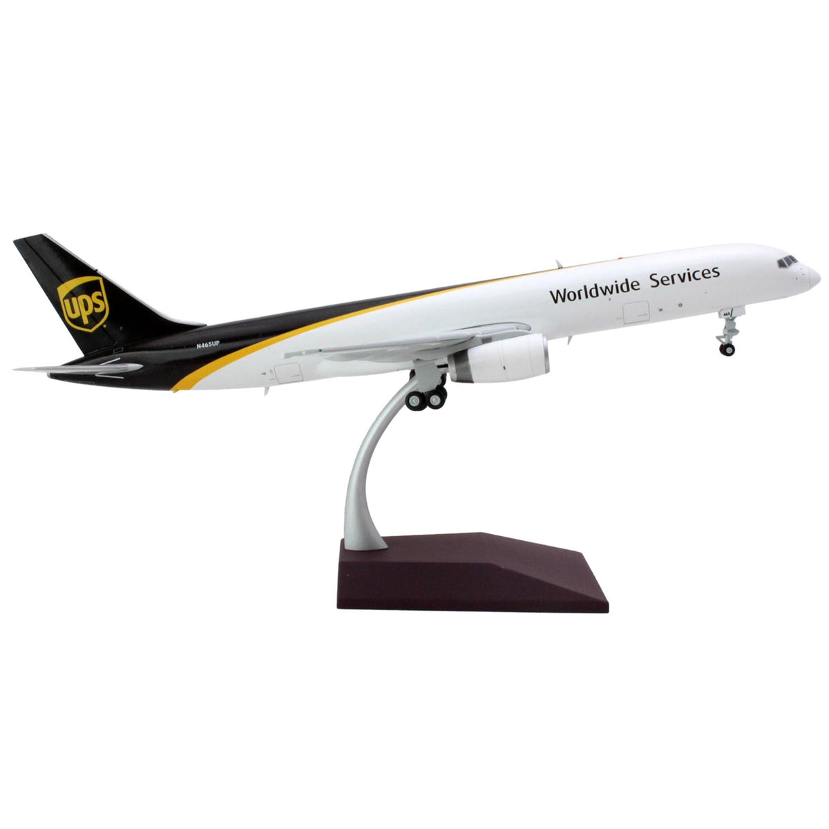 Boeing 757-200 Commercial Aircraft 'Ups Worldwide Services' (N465Up) White With Brown Tail 'Gemini 200' Series 1/200 Diecast Model Airplane By Geminijets