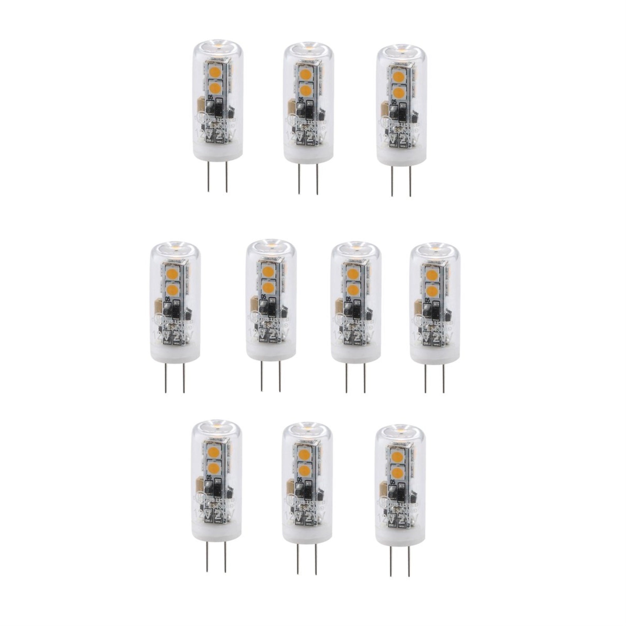 Led G4 Light Bulb, 3000K, 330 Degree, Cri80, Ul, 2W, 25W Equivalent, 25000Hrs, Lm150, Dimmable, 2 Years Warranty, Input Voltage 12V Ac/Dc 10 Pack