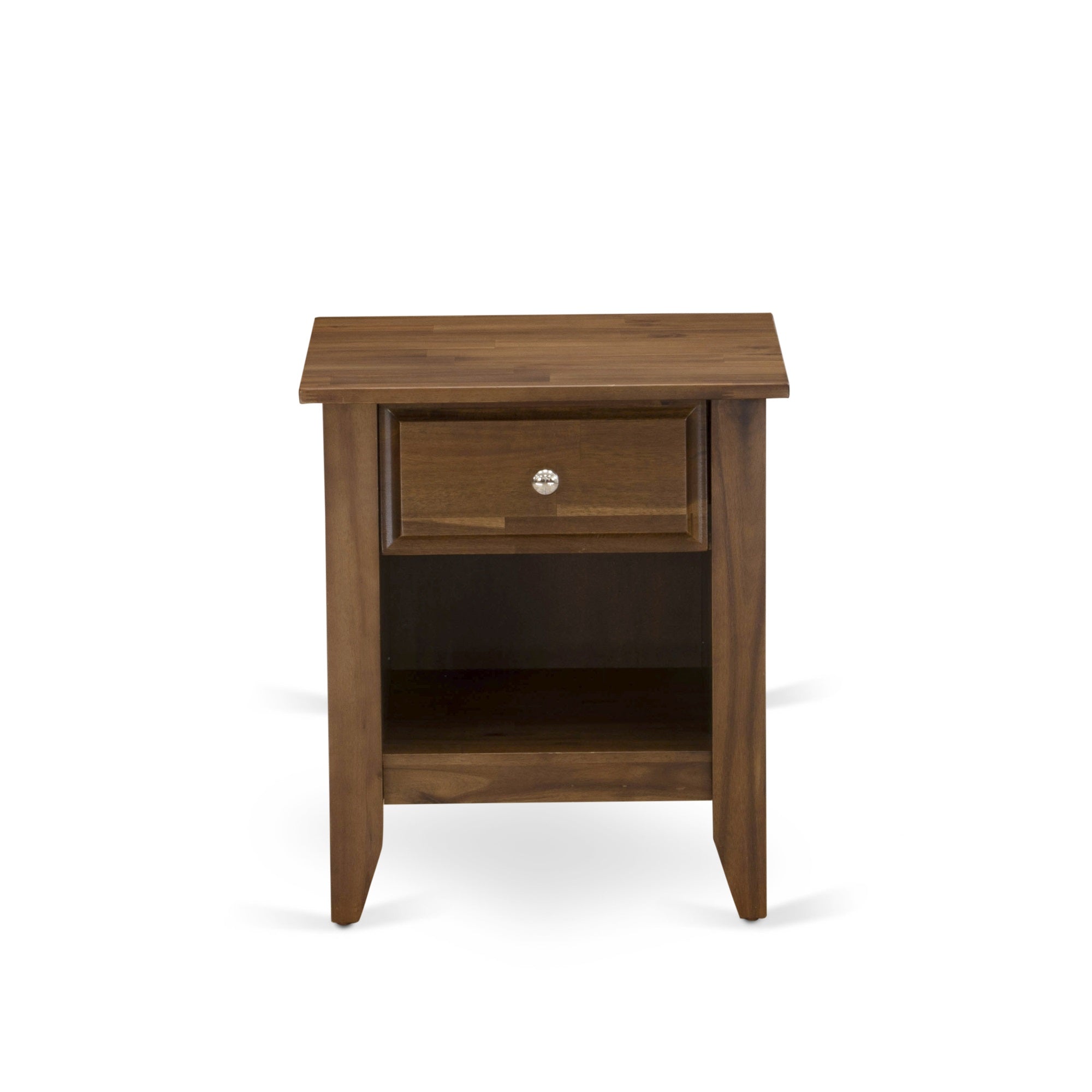 East West Furniture Ga-08-Et Small Nightstand With 1 Wood Drawer For Bedroom, Stable And Sturdy Constructed - Antique Walnut Finish