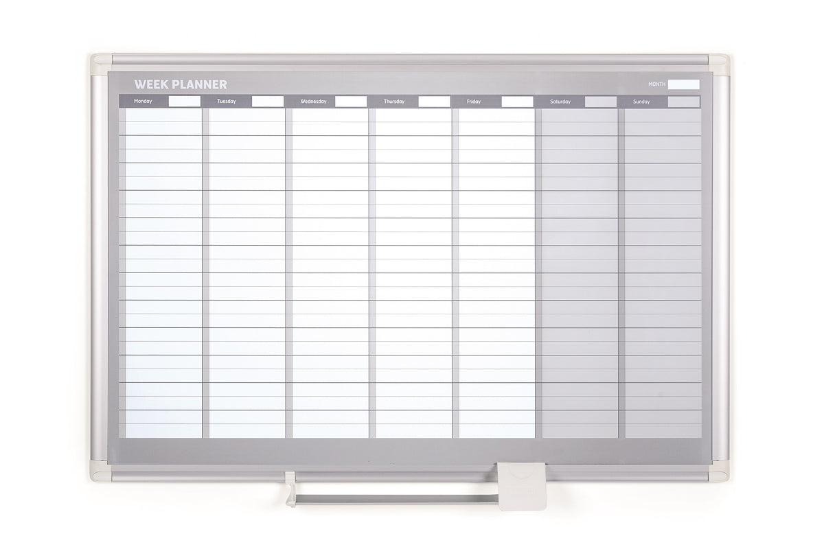 Magnetic Steel Dry-Erase Weekly Planner, 24 X 36, Aluminum Frame