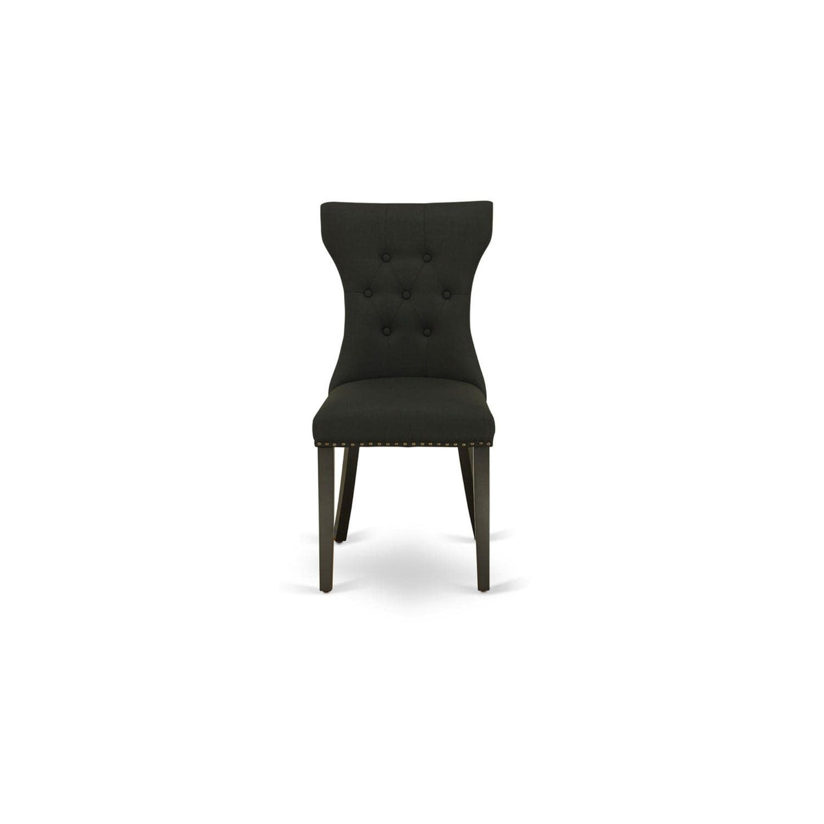 Casafoyer Chic High Back Contemporary Dining Chairs - Robust Wood, Premium Black Linen, Sturdy Legs