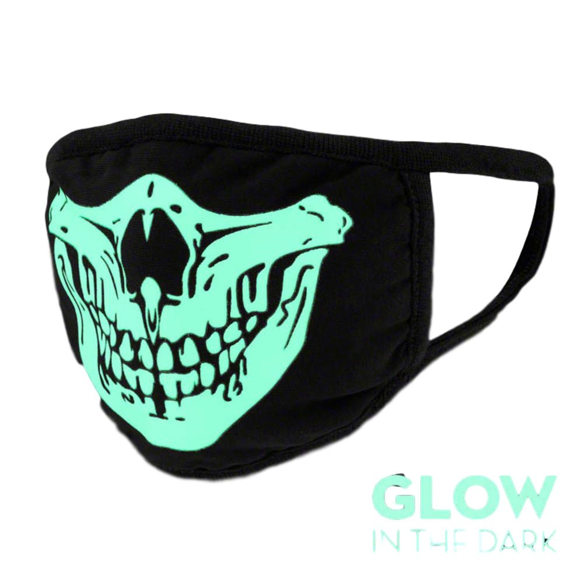 Glow in the Dark Reusable Washable Skull Face Mask Black for Halloween