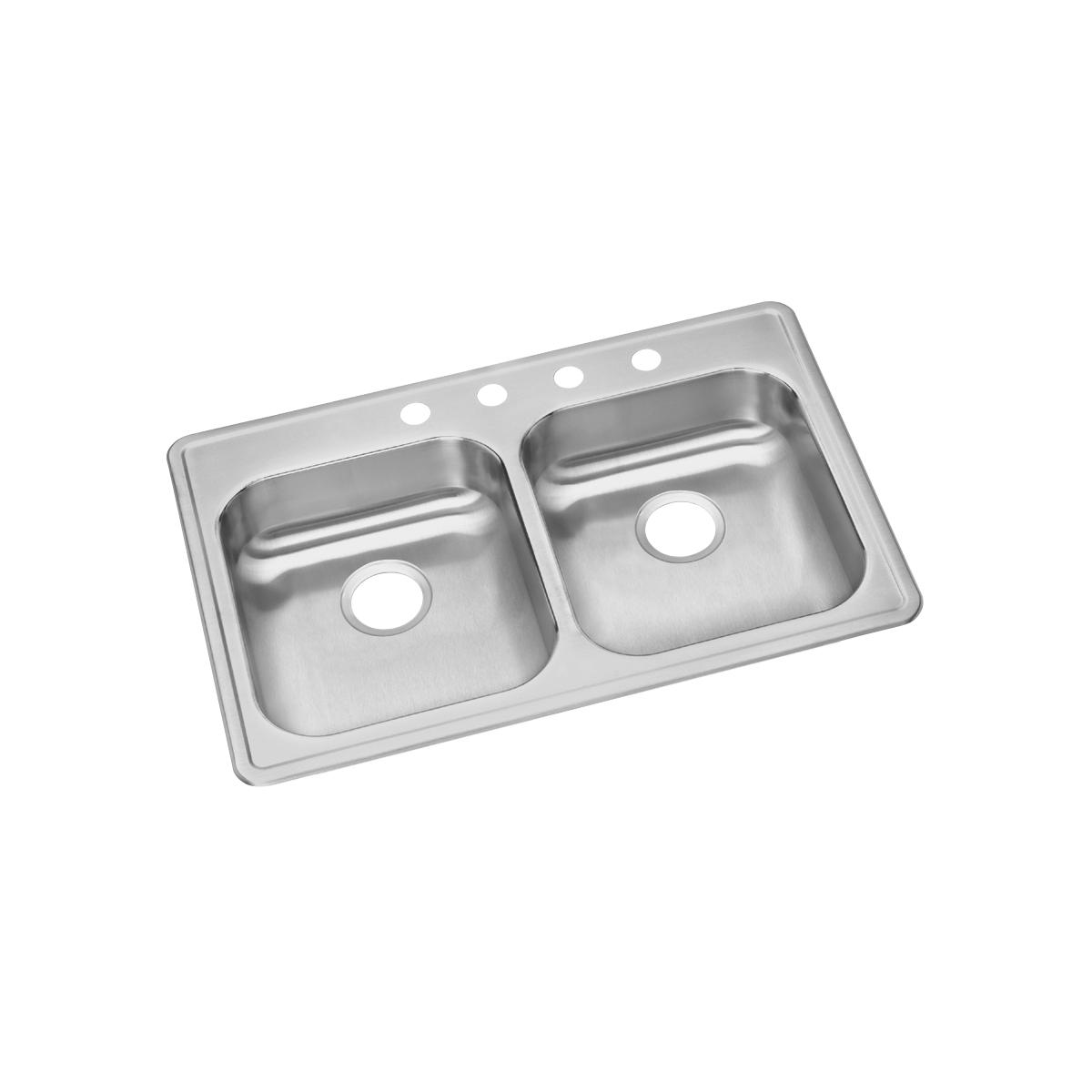 Elkay Dayton Stainless Steel 33 X 21-1/4 X 5-3/8, Equal Double Bowl Drop-In Sink