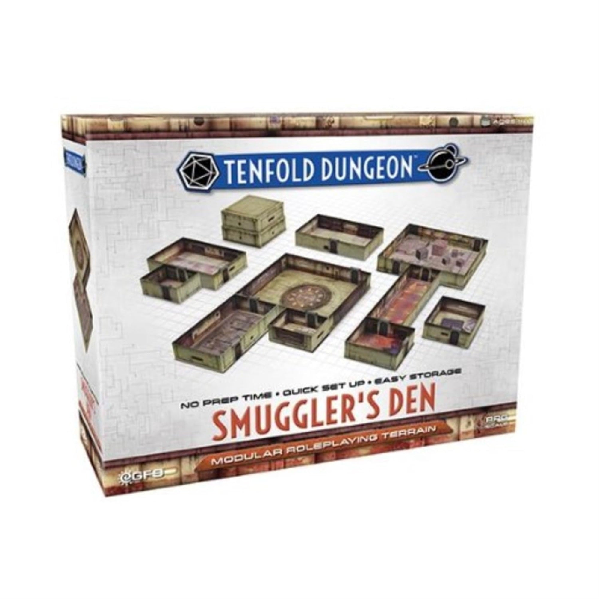 Gale Force Nine Tenfold Dungeon Smuggler'S Den Modular Roleplaying Terrain Set With Quick Setup And 1 X 1-Inch Scale