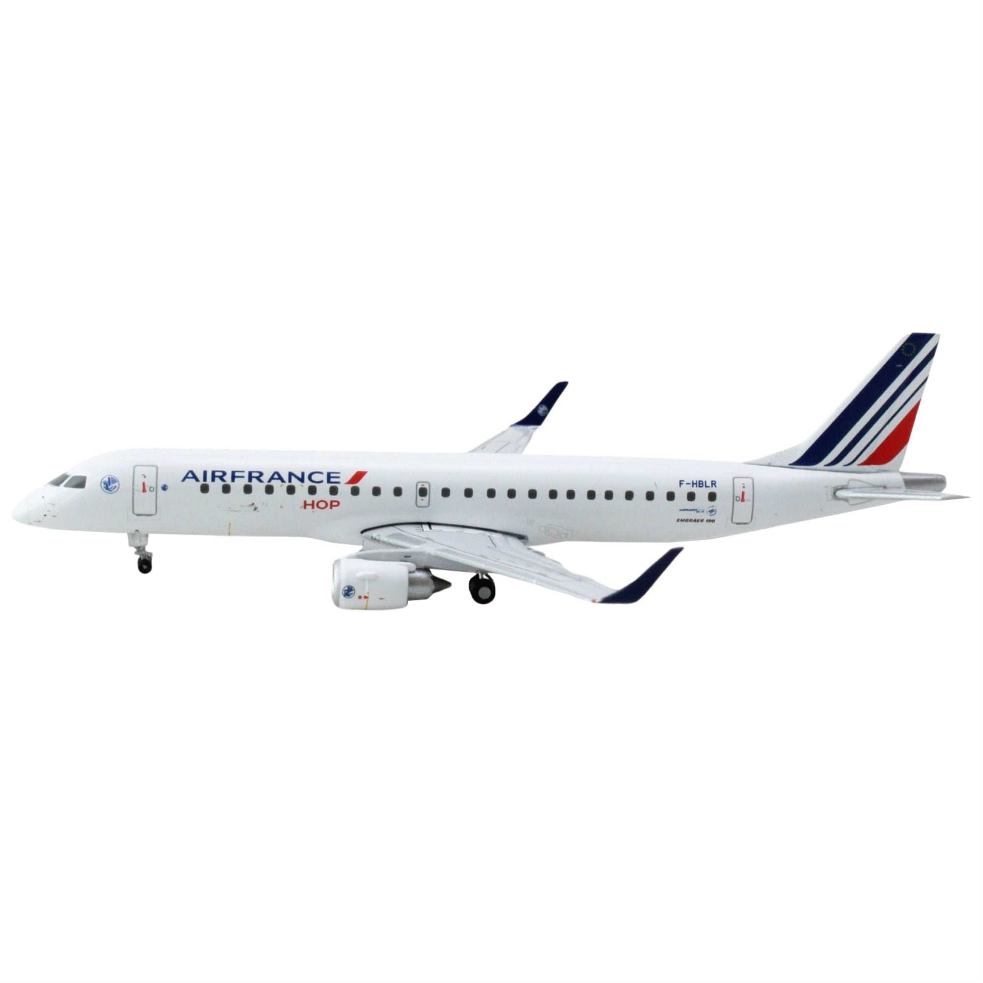 Embraer ERJ-190 Commercial Aircraft Air France Hop (F-HBLR) White with Striped Tail 1/400 Diecast Model Airplane by GeminiJets