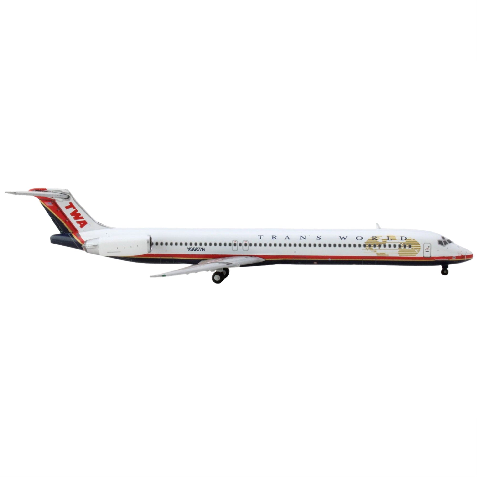McDonnell Douglas MD-82 Commercial Aircraft “Trans World Airlines” White with Red Stripes 1/400 Diecast Model Airplane by GeminiJets