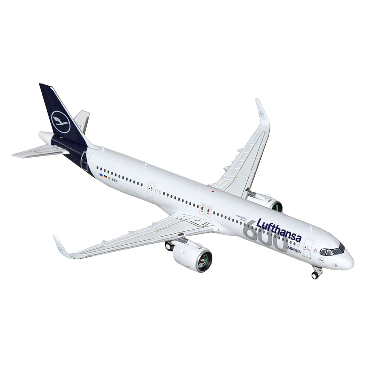Airbus A321Neo Commercial Aircraft 'Lufthansa - 600Th Airbus Aircraft' (D-Aieq) White With Dark Blue Tail 1/400 Diecast Model Airplane By Geminijets